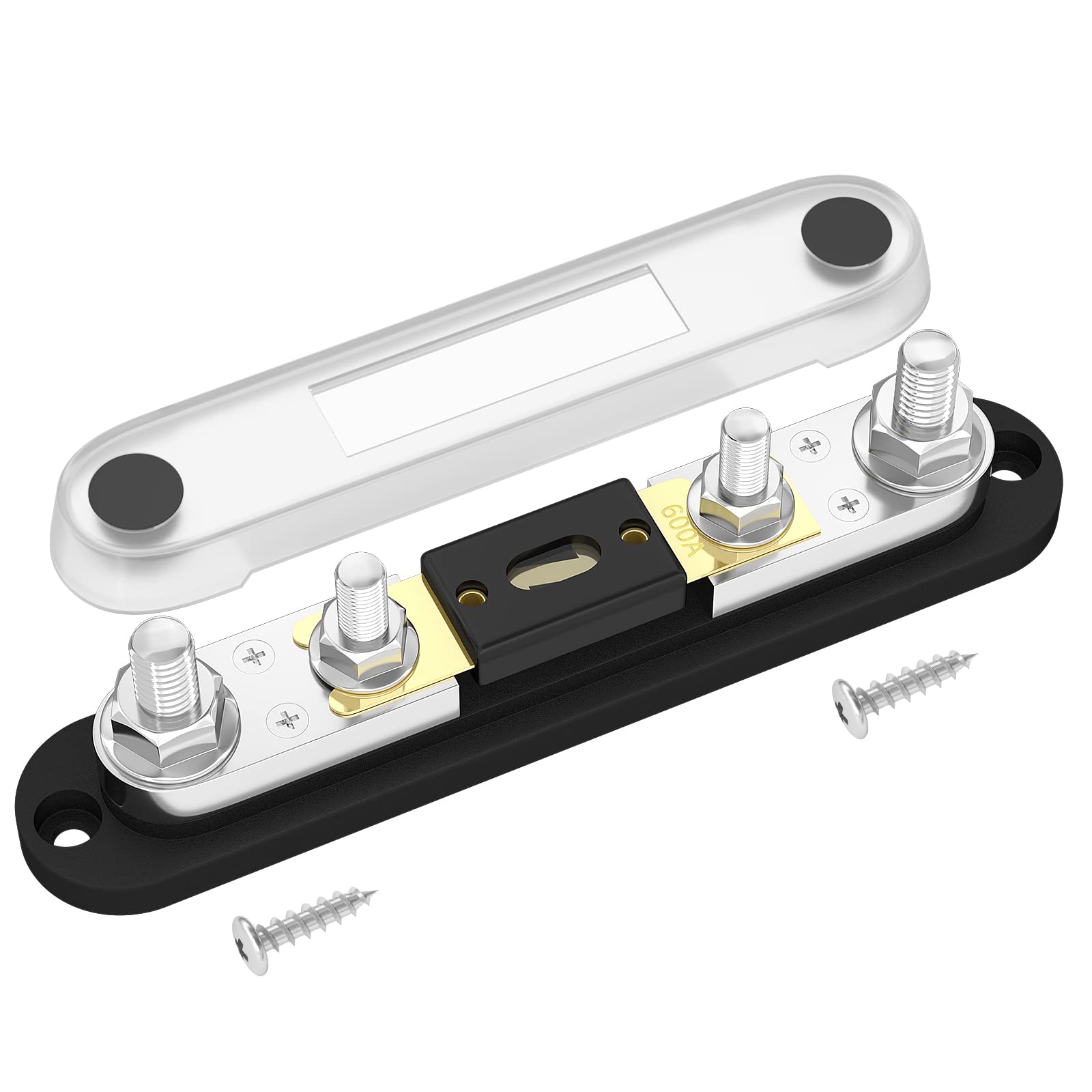Daiertek Anl Fuse Holder With 600 Amp Anl Fuse M10 Stud Terminals Max 750A Marine Anl Fuse Block With Gold Plated 600A Anl Fuse For Automotive Car Truck Boat