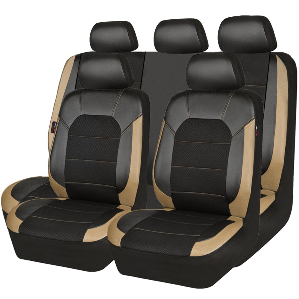 CAR PASS Leather seat Covers,Automotive Universal Sport car seat Cover Super 5mm Composite Sponge Inside,Airbag Compatible fits 