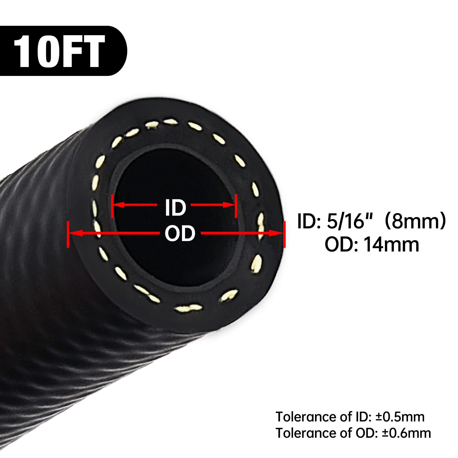 Evil Energy 5/16'' Submersible Fuel Hose E85 In Tank Line Sae 30R10 For Automotive Fuel Systems 10Ft 300Psi