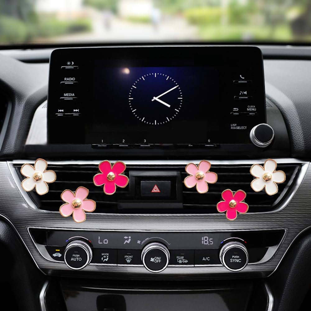 Car Air Freshener Vent Clips For Women 6 Pieces Cute Car Vent Clips Decorations Daisy Flower Car Accessories Air Freshener Clips