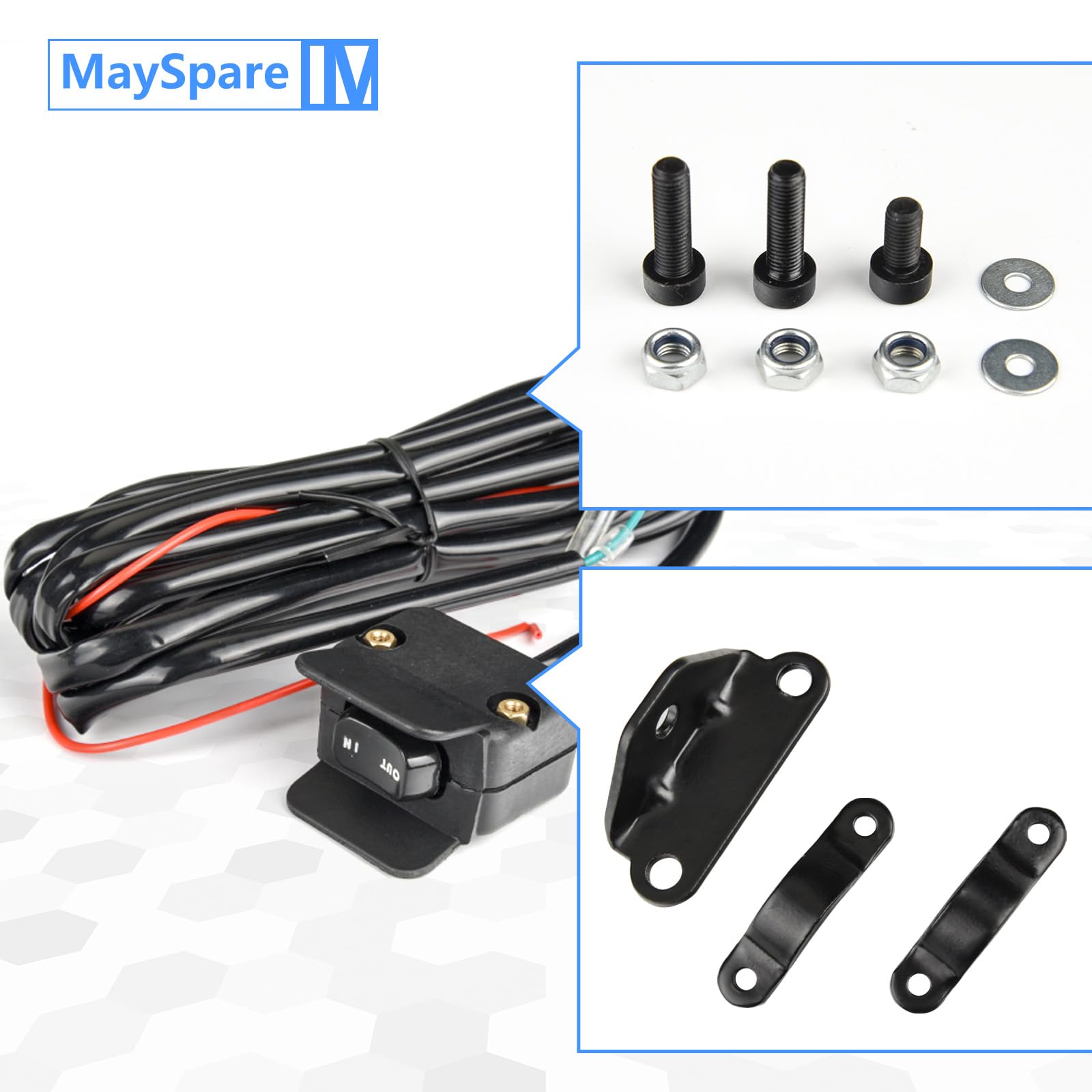 MaySpare 12V ATV UTV Winch Rocker Thumb Switch, Metal, Black, US-Winch Mini Switch with Mounting Bracket