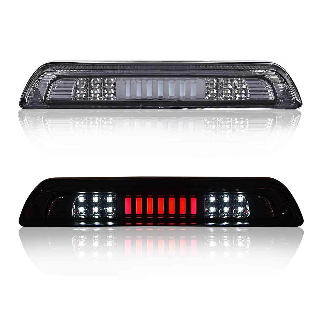 CROSSDESIGN LED 3rd Brake Light Compatible with 2007-2018 Toyota Tundra High Mount Tail Cargo Brake Light Smoky Lens Chrome Hous