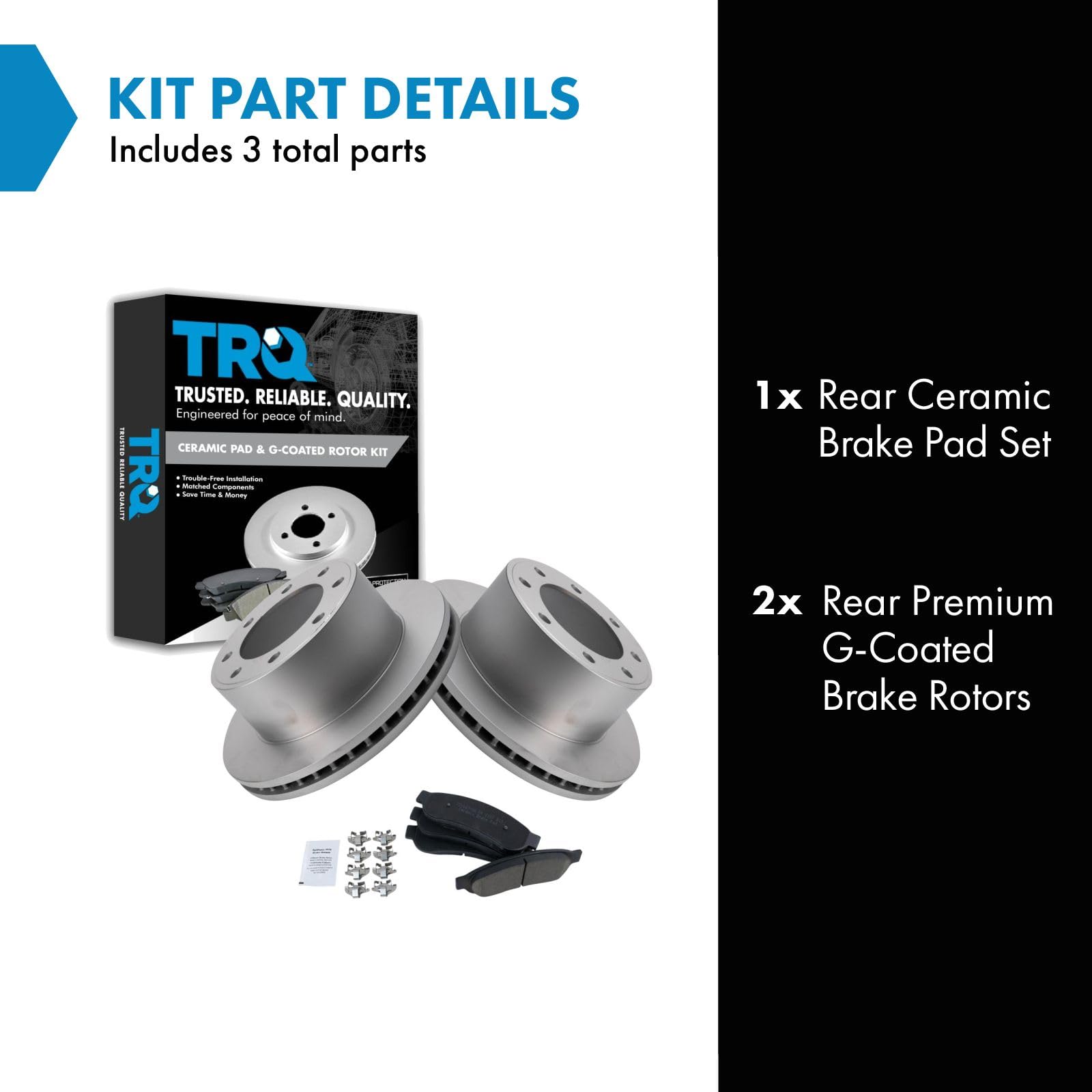 Trq Rear Brake Pad & Rotor Kit Brake Pads Brake Rotor Ceramic Premium G-Coated Compatible With 2008-2012 Ford F-250 Super Duty F