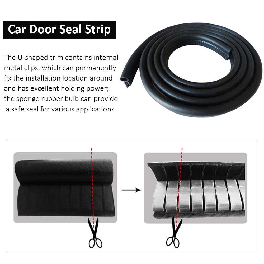 Vuaohiy Automotive Door Rubber Seal Strip Trim Seal With Side Bulb For Cars,Trucks, Boats, Rvs And Home Applications, Car Door W