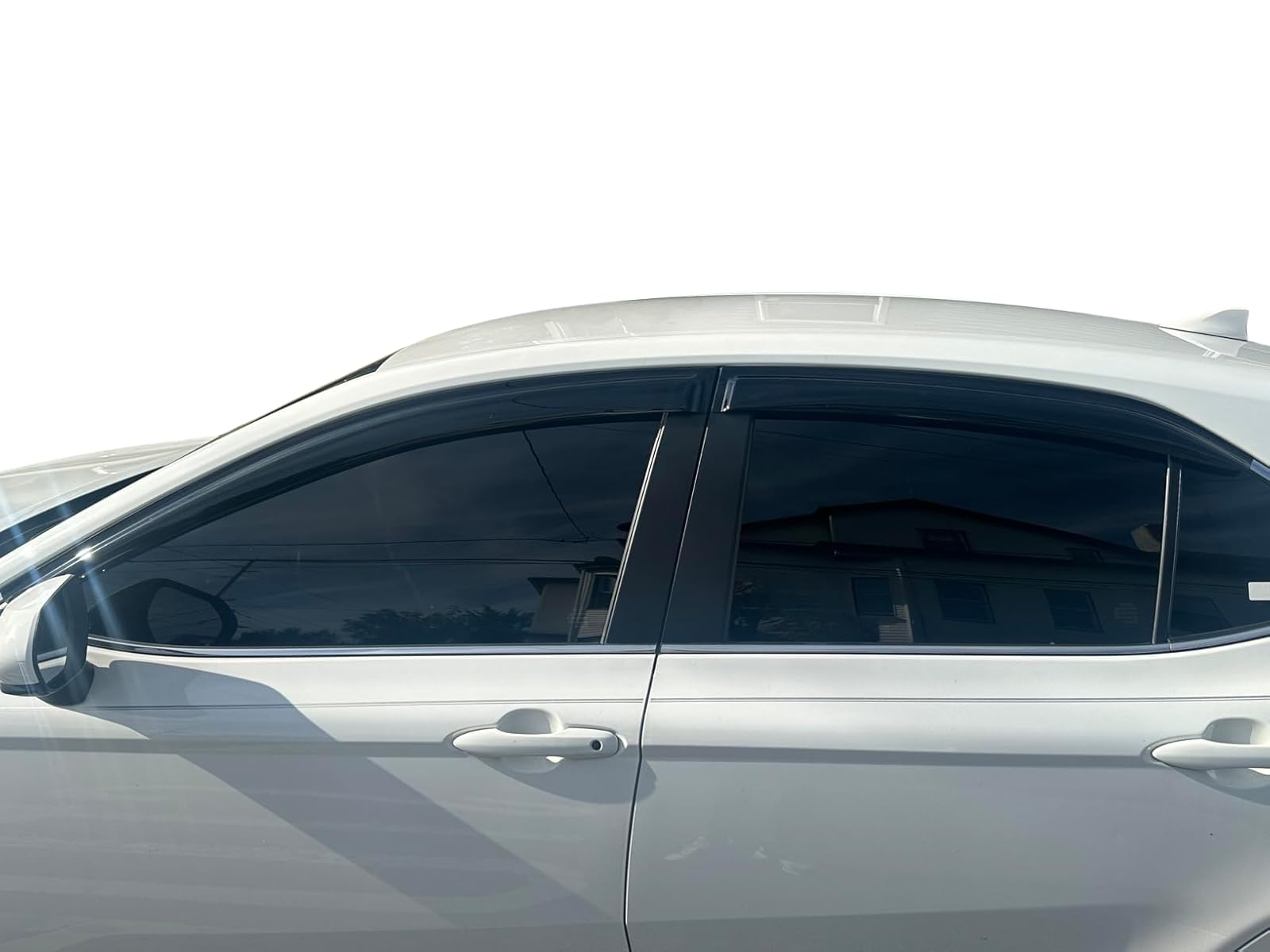 2018-2024 Tape-On Side Window Visor Deflectors For Toyota Camry Xv70 L Le Se Xle Xse Hybrid Dark Tinted Rain Guards 2019 2020 20
