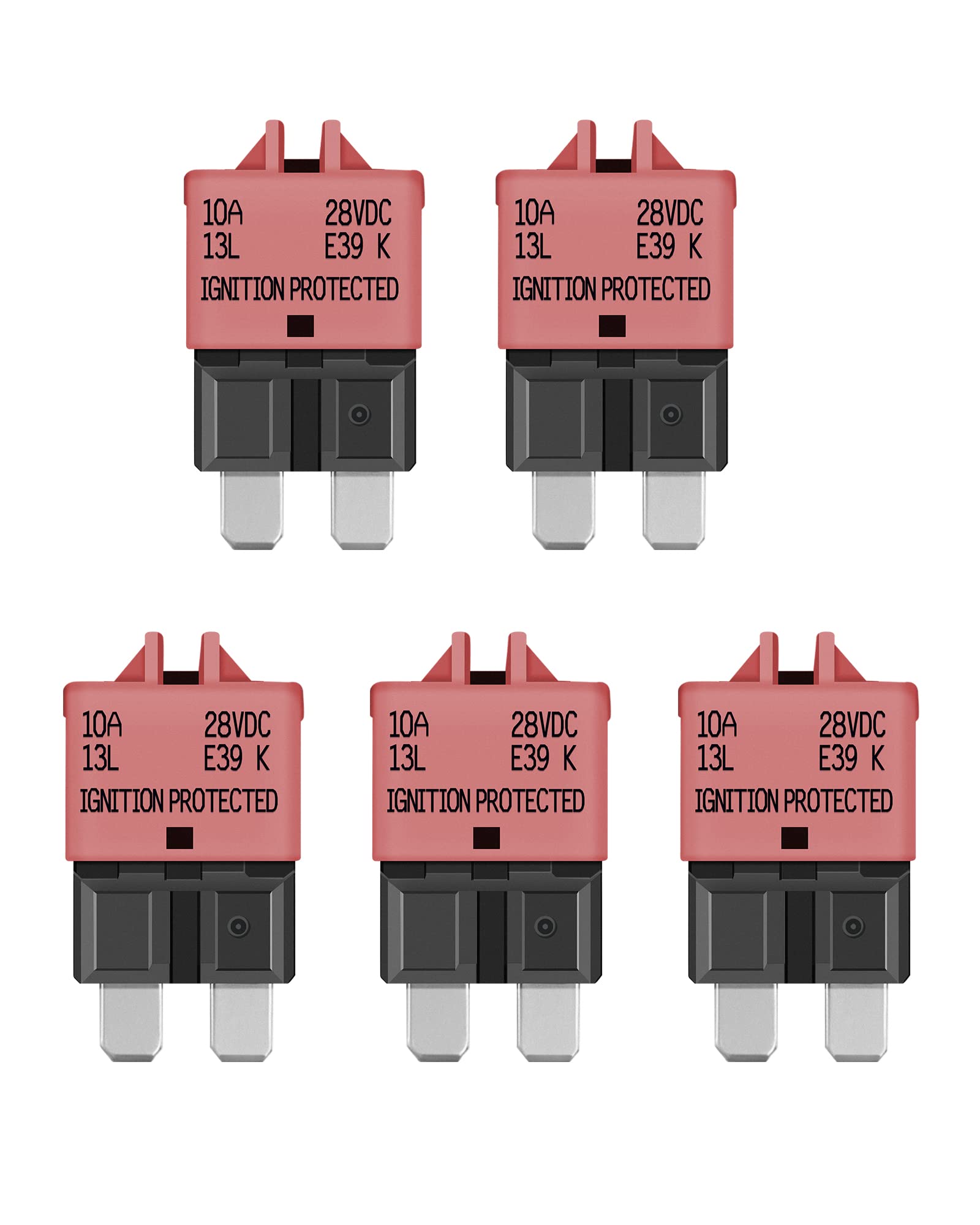Lenkrad 10 Amp Resettable Fuse Breaker Fuse Low Profile Atc/Ato 10A Manual Reset Fuses 12V-32V Dc, 5 Packs