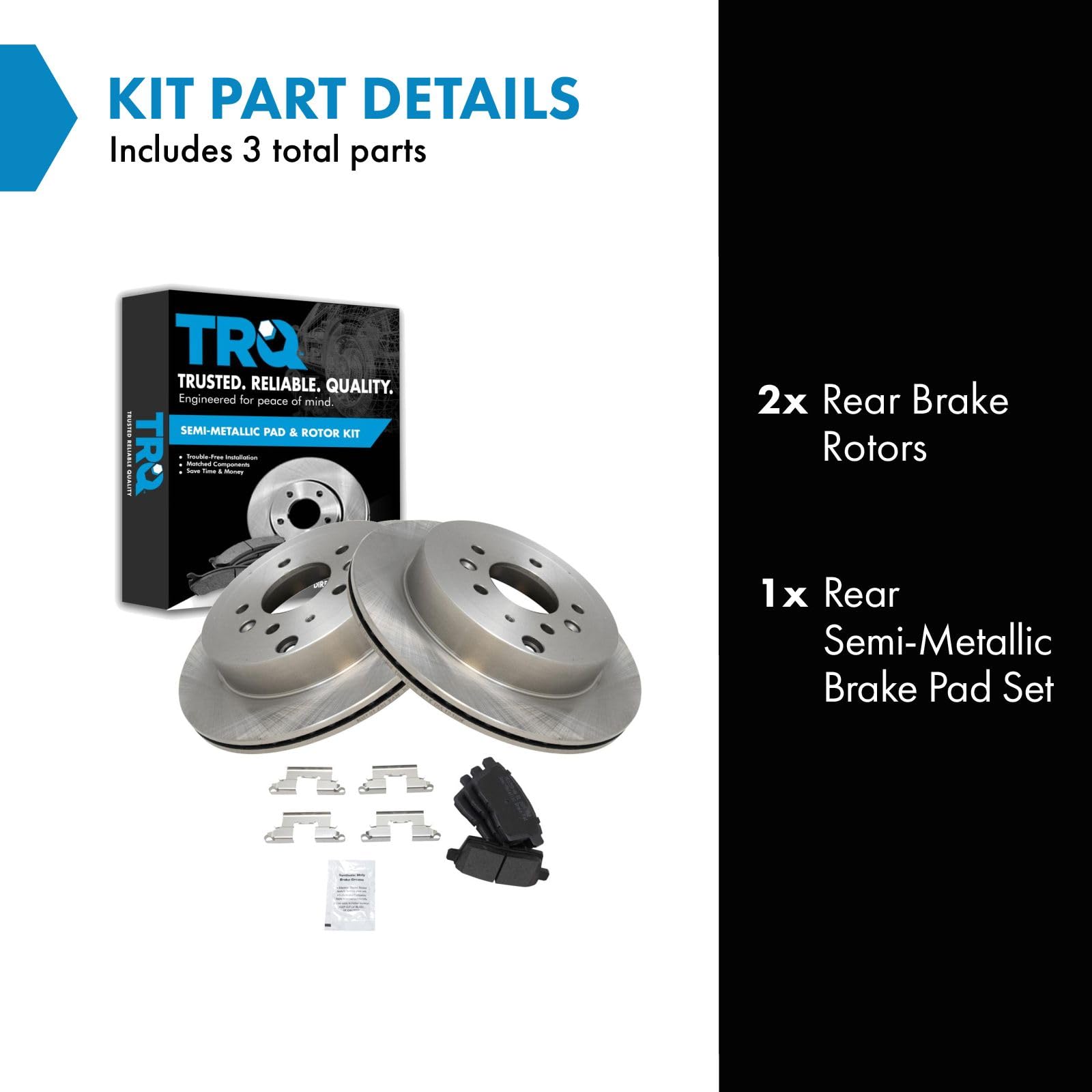 Trq Rear Brake Pad & Rotor Kit Brake Pads Brake Rotor Semi-Metallic Compatible With 2007-2012 Mazda Cx-7