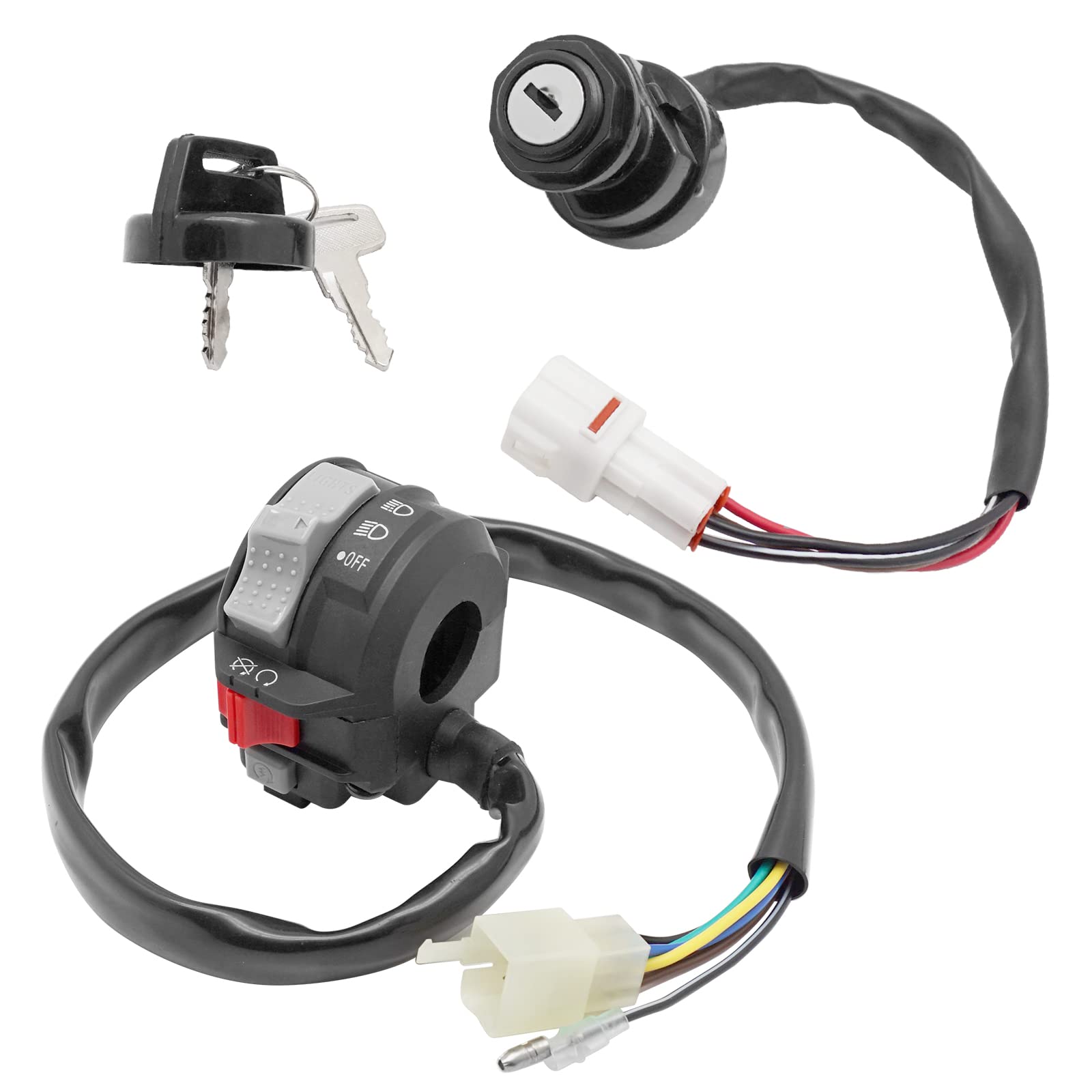 M MATI Start Stop Headlight Switch & Ignition Key Switch for Yamaha Warrior 350 Grizzly 600 1996-2001 Big Bear 350 Wolverine 350