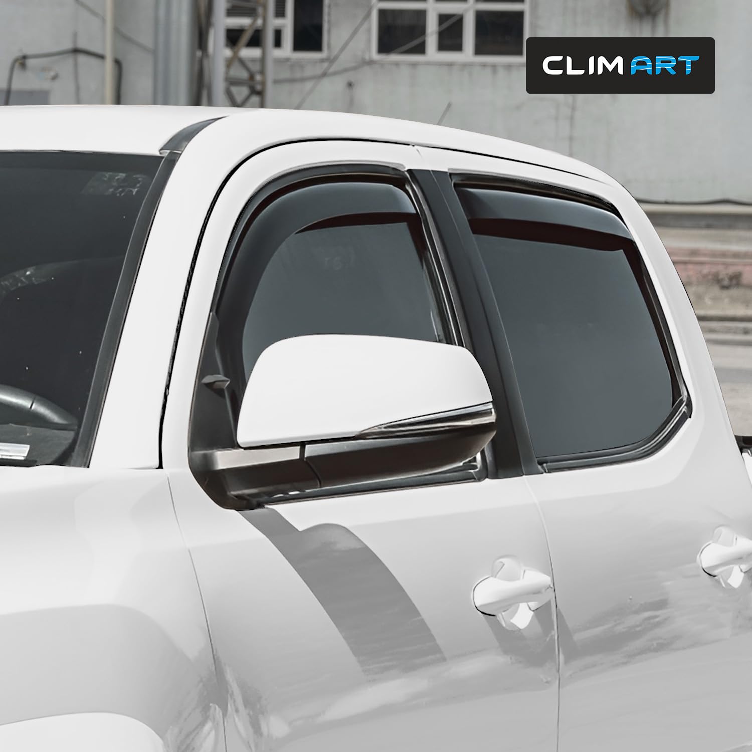 Clim Art In-Channel Incredibly Durable Rain Guards For Toyota Tacoma 2016-2023 Double Cab, Truck Accessories, Vent Window Visors