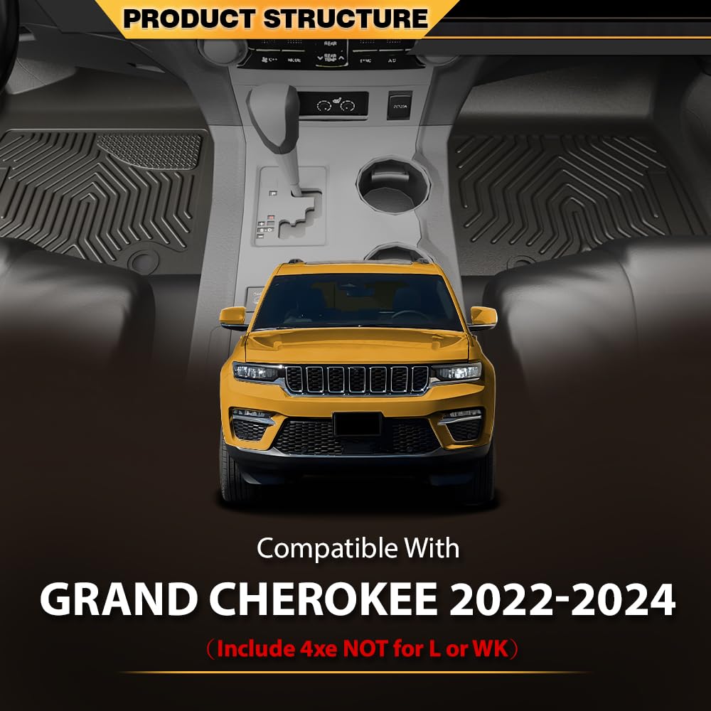G-PLUS Floor Mats Cargo Liners, Compatible with Jeep Grand Cherokee 2022-2024 (Include 4xe NOT for L or WK), 1st & 2nd Row, All