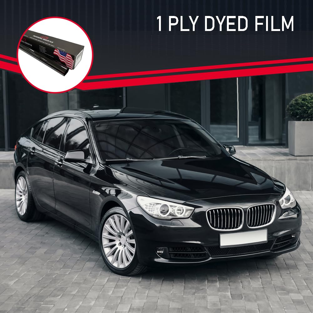 United Window Tint Car Film 5% Vlt 24'' In X 100'Ft Standard Dyed Universal Black 1Ply - Privacy Window Tint For Car Home Blocks