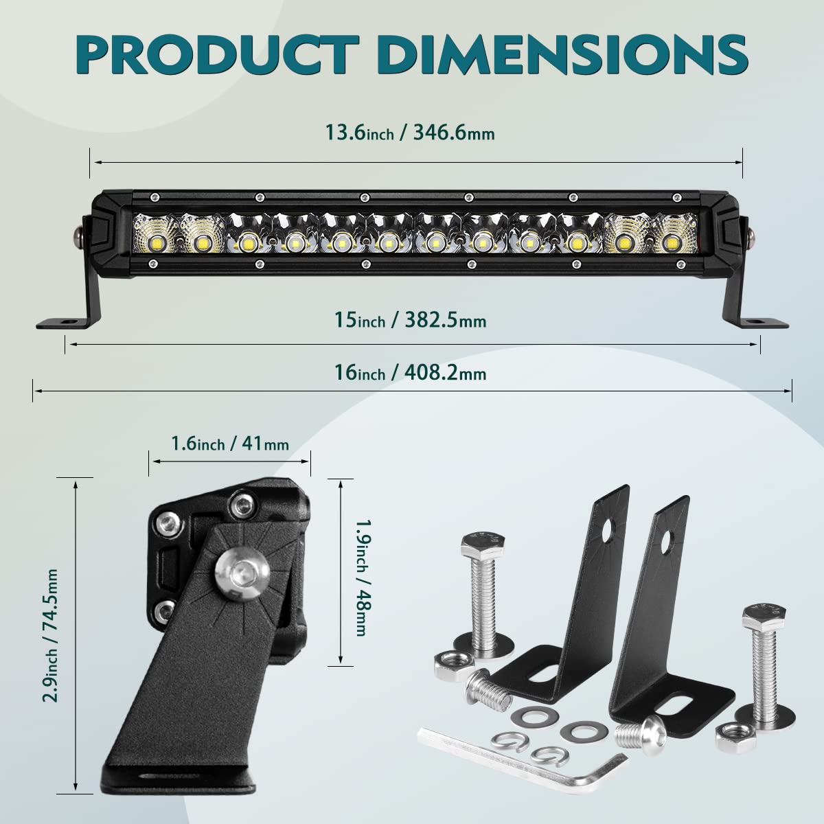 Rigidhorse 12 Inch LED Light Bar - 10000LM Flood & Spot Beam Combo, Black Aluminum for Pickup, SUV, ATV, UTV, Truck Roof Bumper