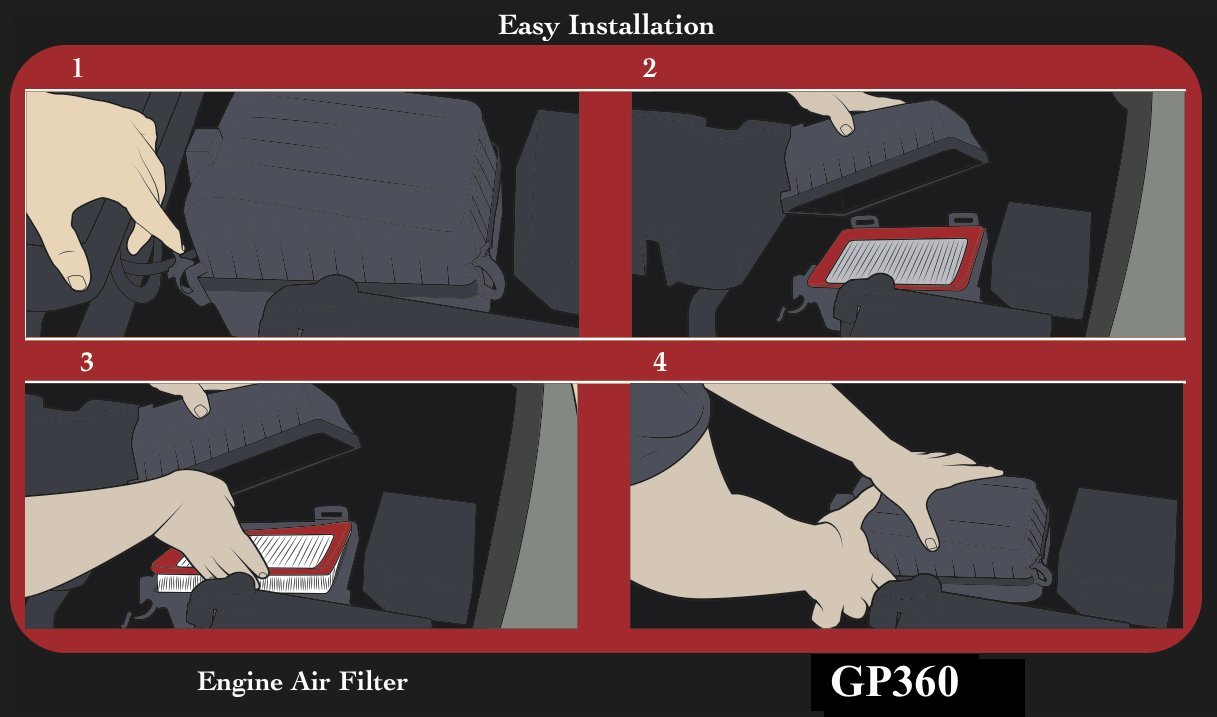 Epauto Gp360 (Ca9360) Replacement For Toyota/Lexus Rigid Panel Engine Air Filter