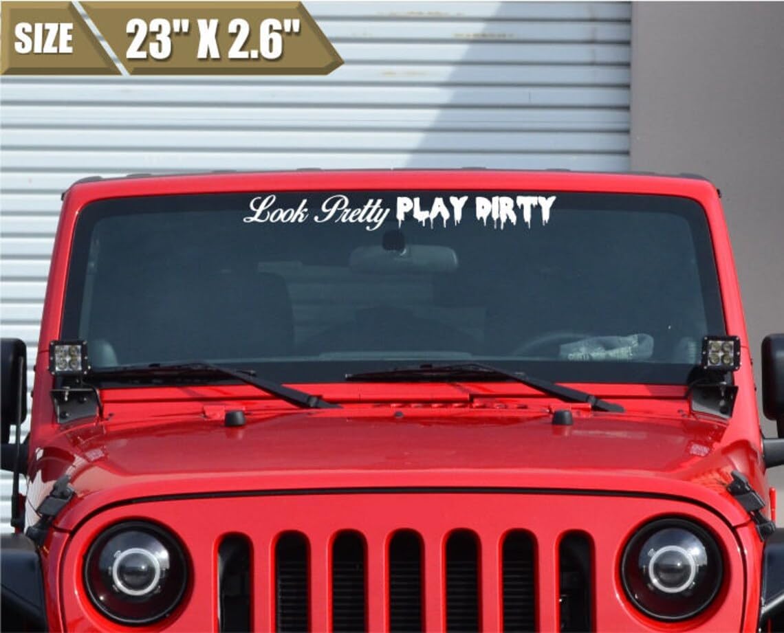 STICKY DUDE Offroad Windshield Decal Car Sticker - Solid White Vinyl, 23x2.6 inches, JDM Graphics for Low Stance Hatchbacks