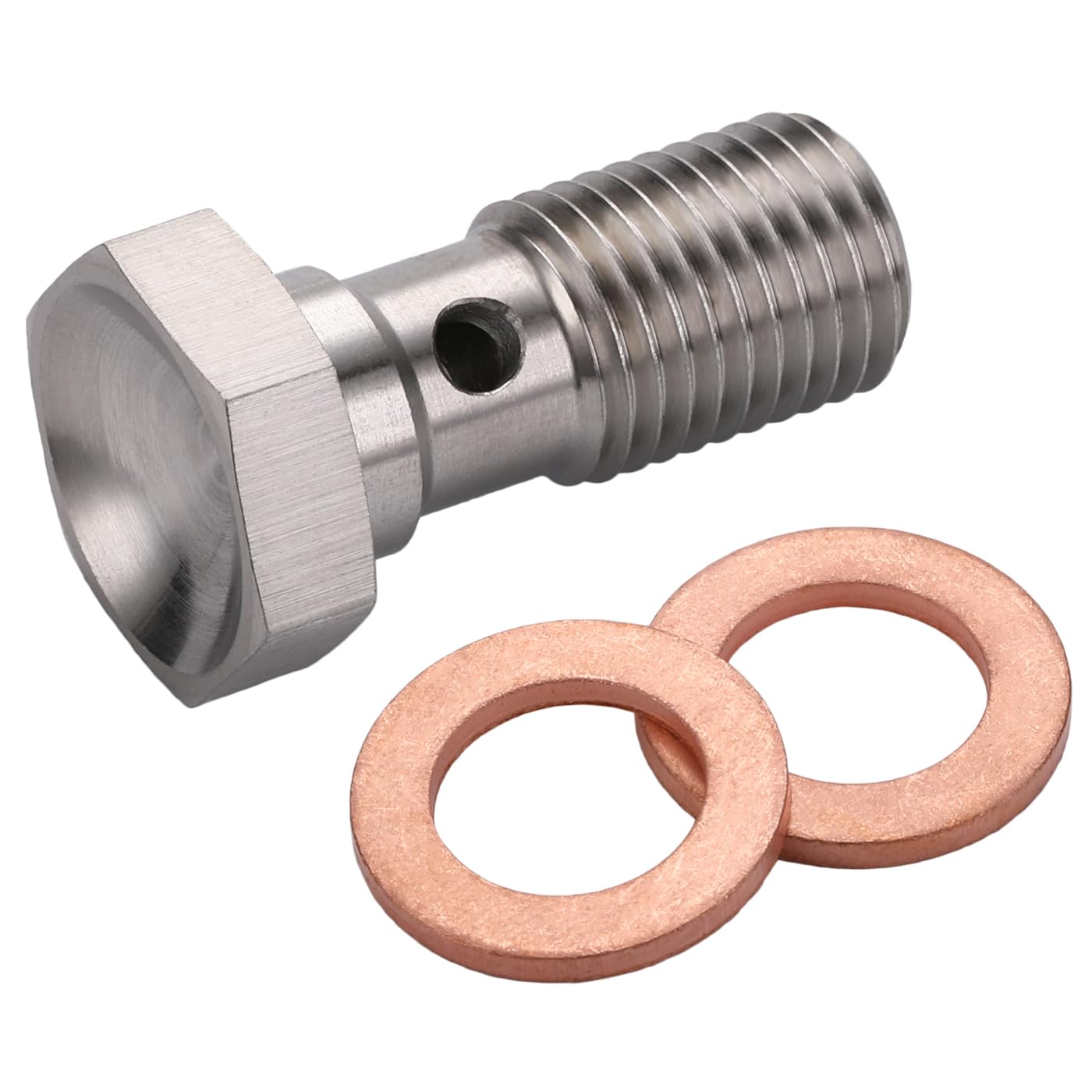Podavelle 4An 7/16 X 20 Unf Stainless Steel Single Banjo Bolt Brake Fitting Adapter 25Mm Long With Copper Washers