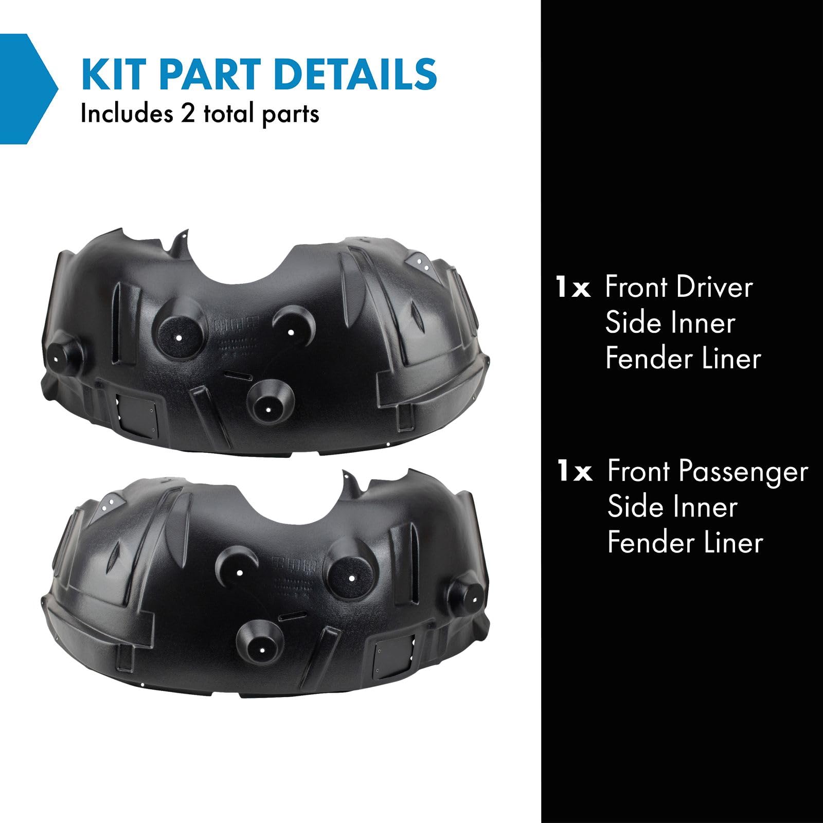 Trq Front Inner Fender Liner Set Compatible With 2010 Dodge Ram 2500 Ram 3500 2011-2012 Ram 2500 3500 Ch1248158 Ch1249158