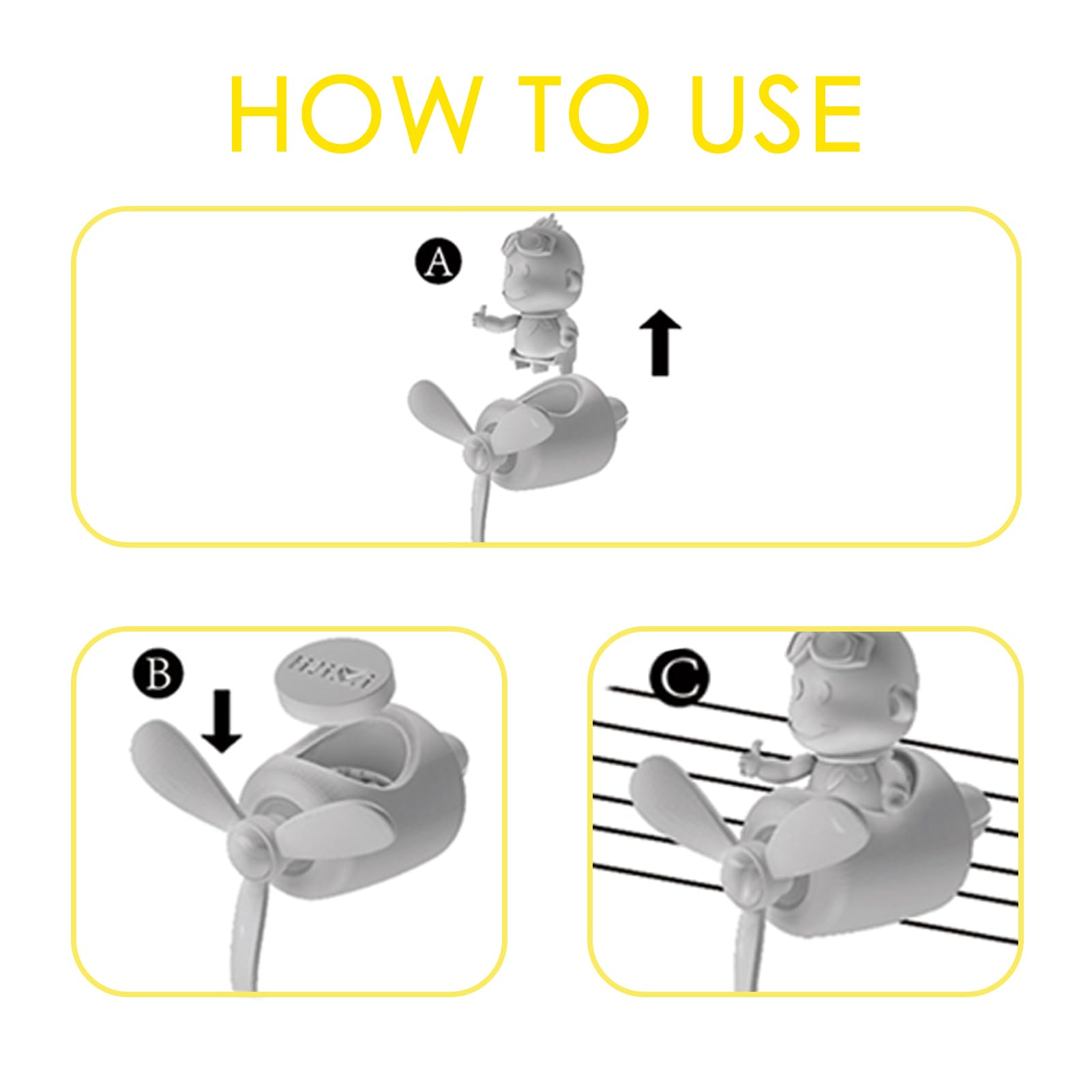 Yokosea Pilot Monkey Car Diffuser - Rotating Propeller Air Freshener - 1 Count Automotive Perfume Decoration