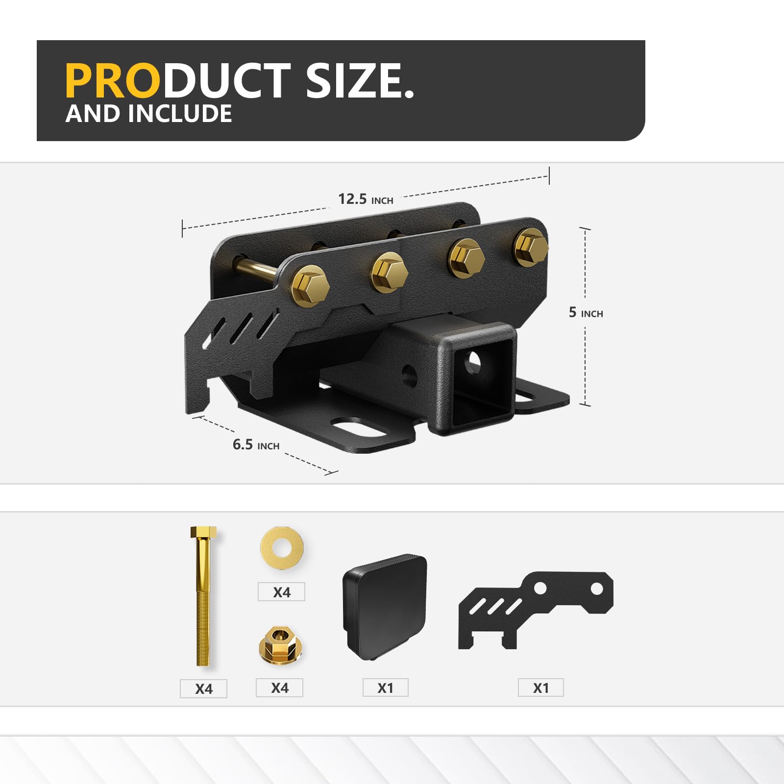 YZONA Tow Hitch Trailer Kit for 2021-2025 Ford Bronco 2/4 Door, Carbon Steel, Includes Cover & Rear Bumper Towing Hook, Bronco Hitch