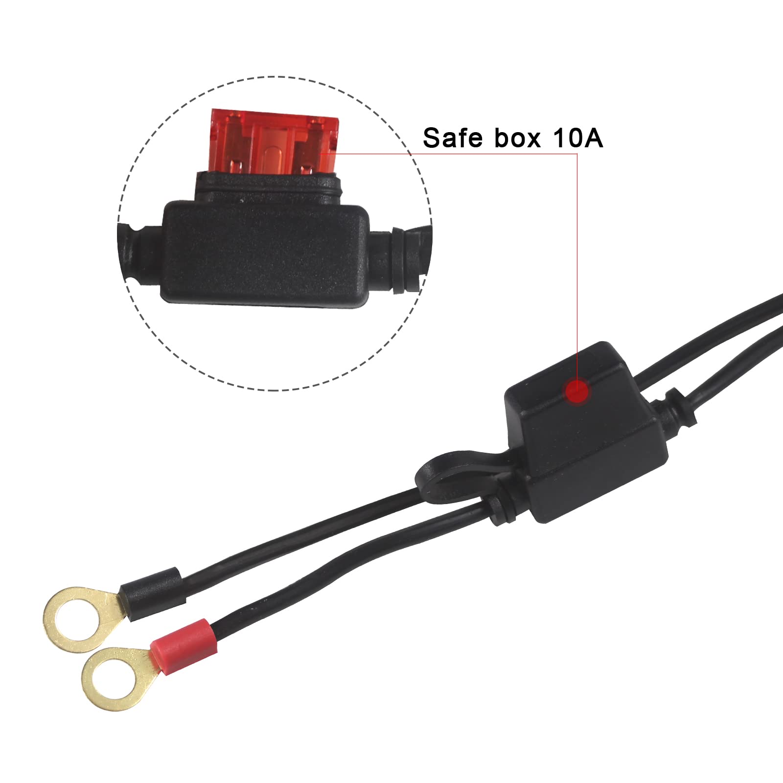 [ 5 Pack] SAE to O Ring Terminal Harness 2FT - SAE Eyelet Ring Terminal Cable 16awg Motorcycle Battery Trickle Charger Extension