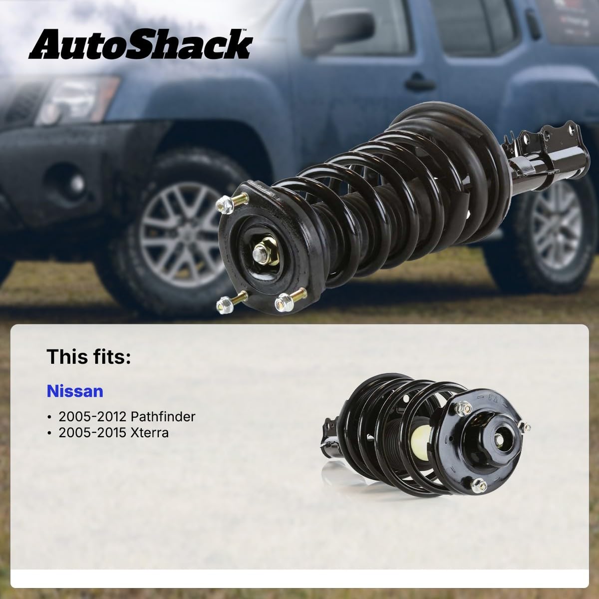 Auto Shack Front Complete Struts Coil Springs Assembly Pair for 2005-2012 Nissan Pathfinder & 2005-2015 Xterra, Model CST100244PR, Black