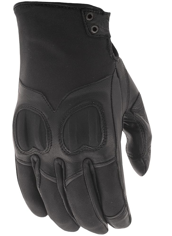 Highway 21 Vixen Womens Motorcycle Gloves Goat Skin Leather Palm Touch Screen Compatible Black Size Small
