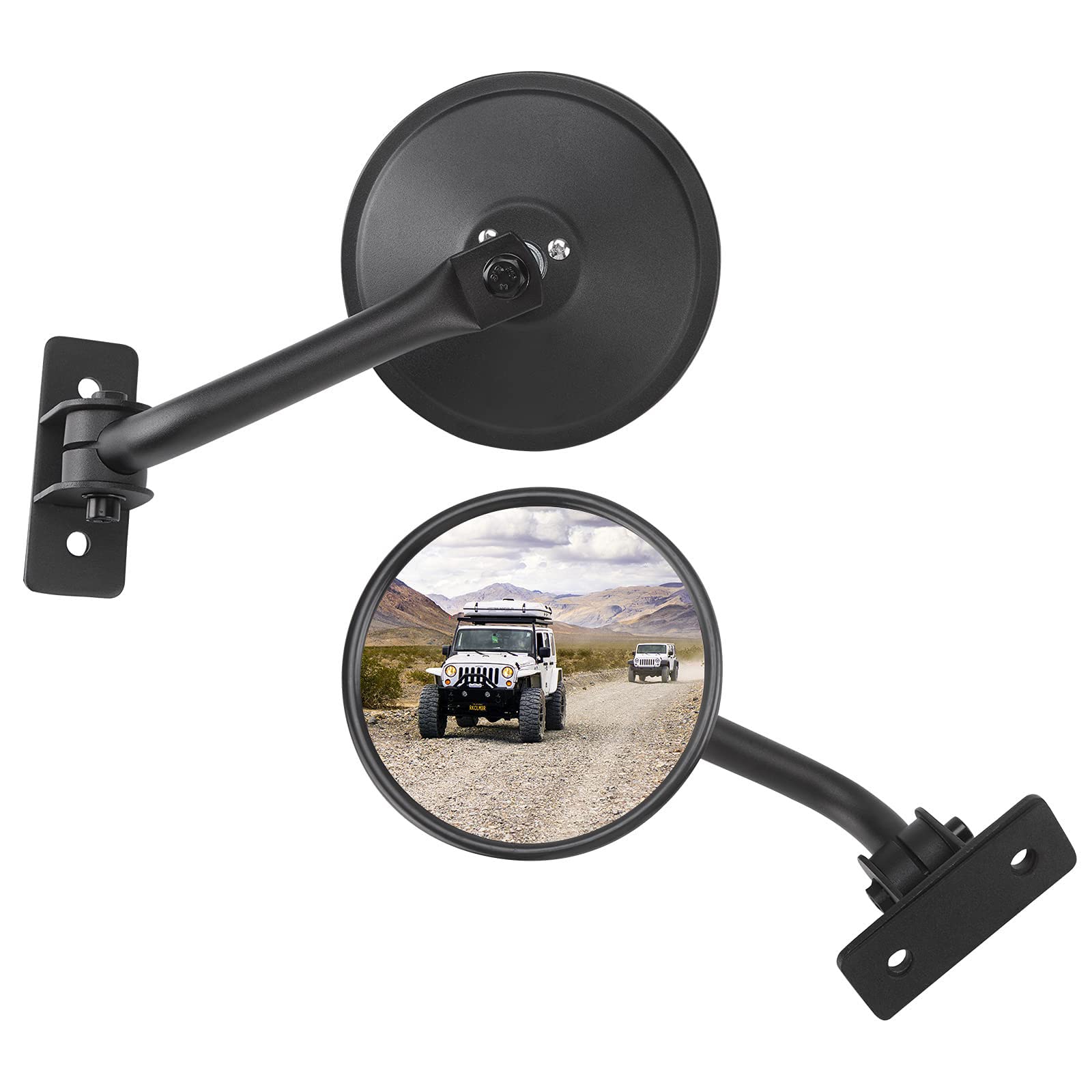 QMPARTS Upgraded Mirrors Doors Off Compatible with JK JKU TJ, Round Wrangler Side Mirrors Doorless Mirrors for Safe Doors off Dr