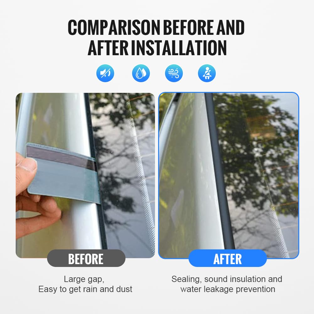 Newsmarts Automotive Weather Stripping Weatherstrip Window Molding Trim Fits For Toyota Tundra Crewmax 2007-2018 2019, Window Se