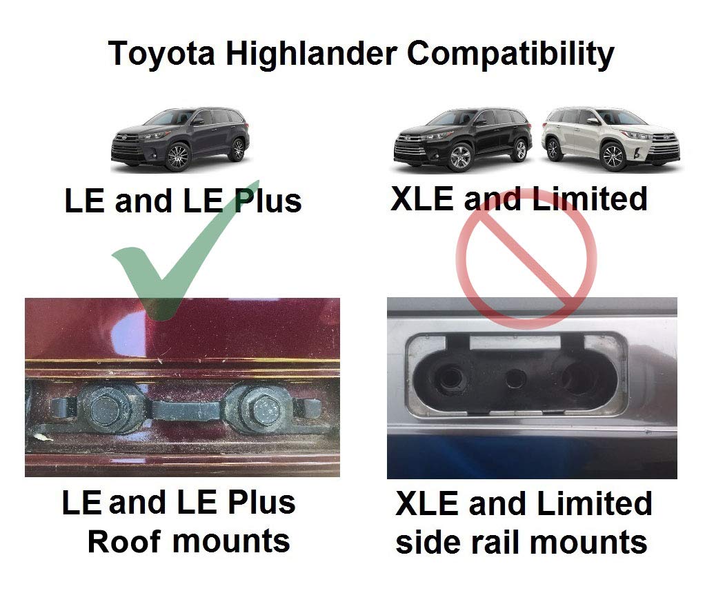 Brightlines Aero Cross Bars Roof Racks Luggage Rack Replacement For 2014-2019 Toyota Highlander Le & Le Plus