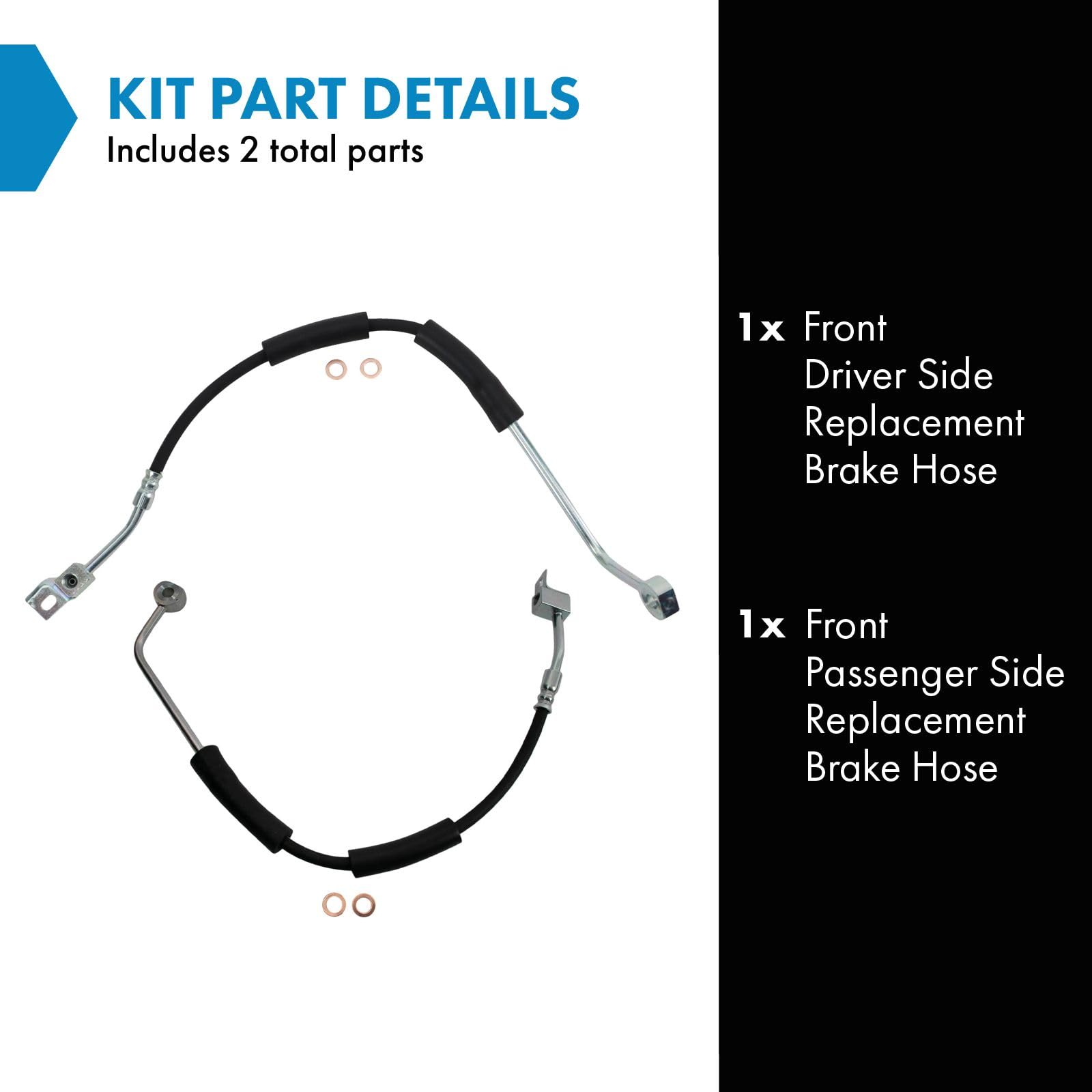 Trq Front Brake Hose Set Compatible With 2002-2007 Jeep Liberty