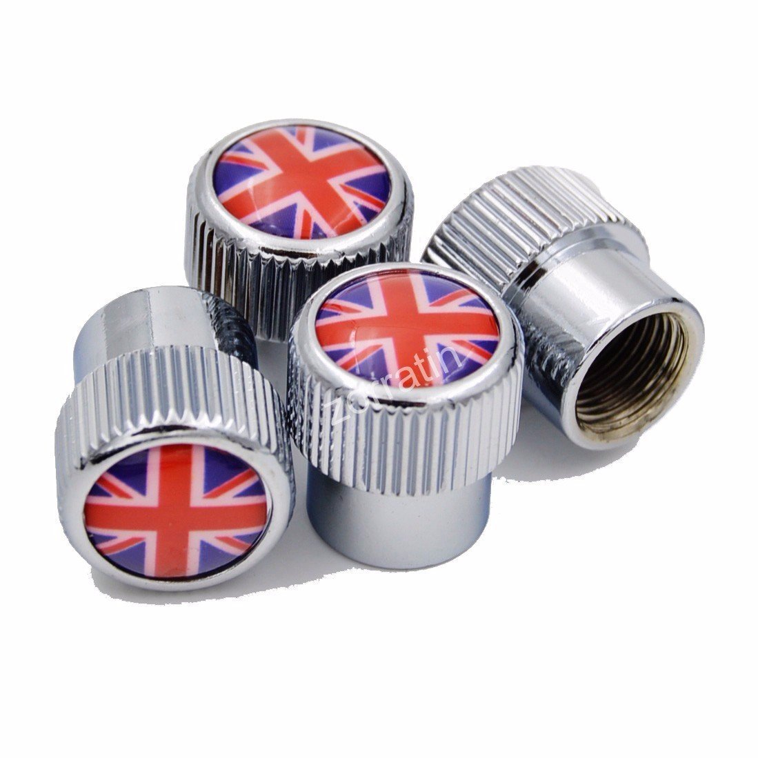 Zorratin Chrome Tire Valve Stem Caps with Union Jack Design for BMW Mini Cooper R50 R53 R56 F55 F56 R55 R52 R57 R58 R59 R60 R61
