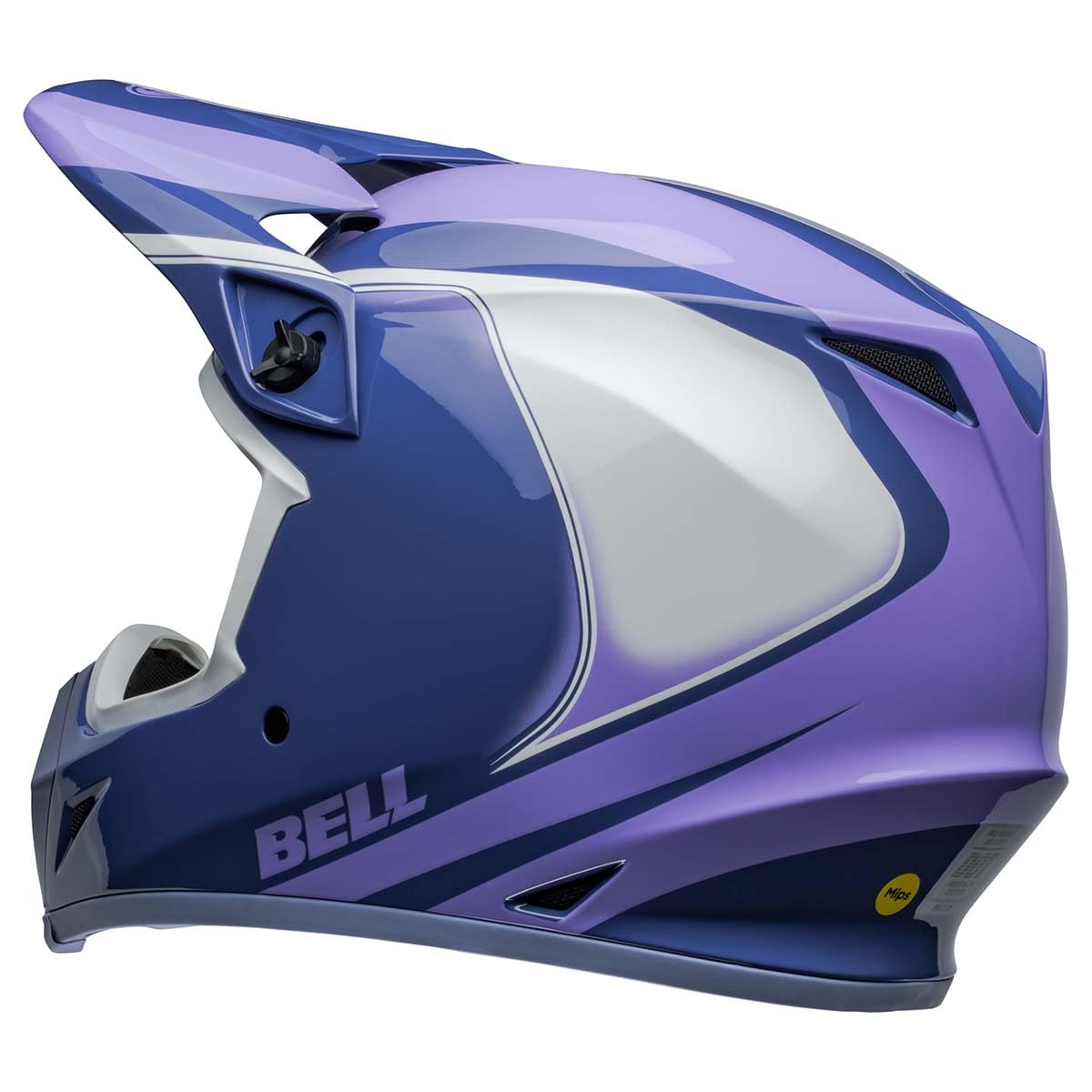 BELL MX-9 MIPS Dirt Helmet - Dart Gloss Purple/White, XX-Large, Lightweight Polycarbonate/ABS Shell, Model 7157446