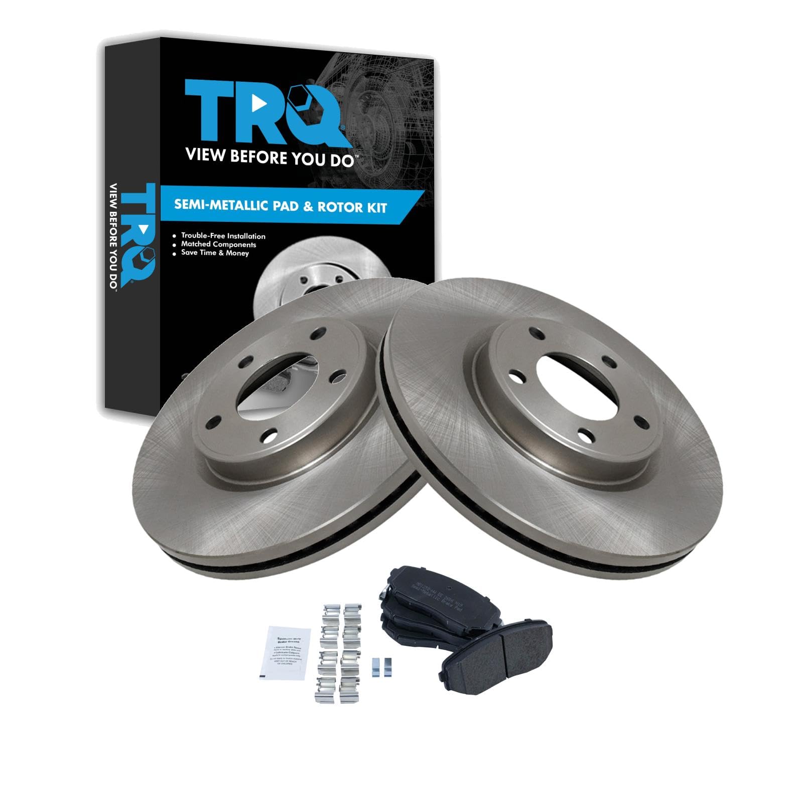 Trq Front Brake Pad & Rotor Kit Brake Pads Brake Rotor Semi-Metallic Compatible With 2007-2009 Ford Edge Lincoln Mkx