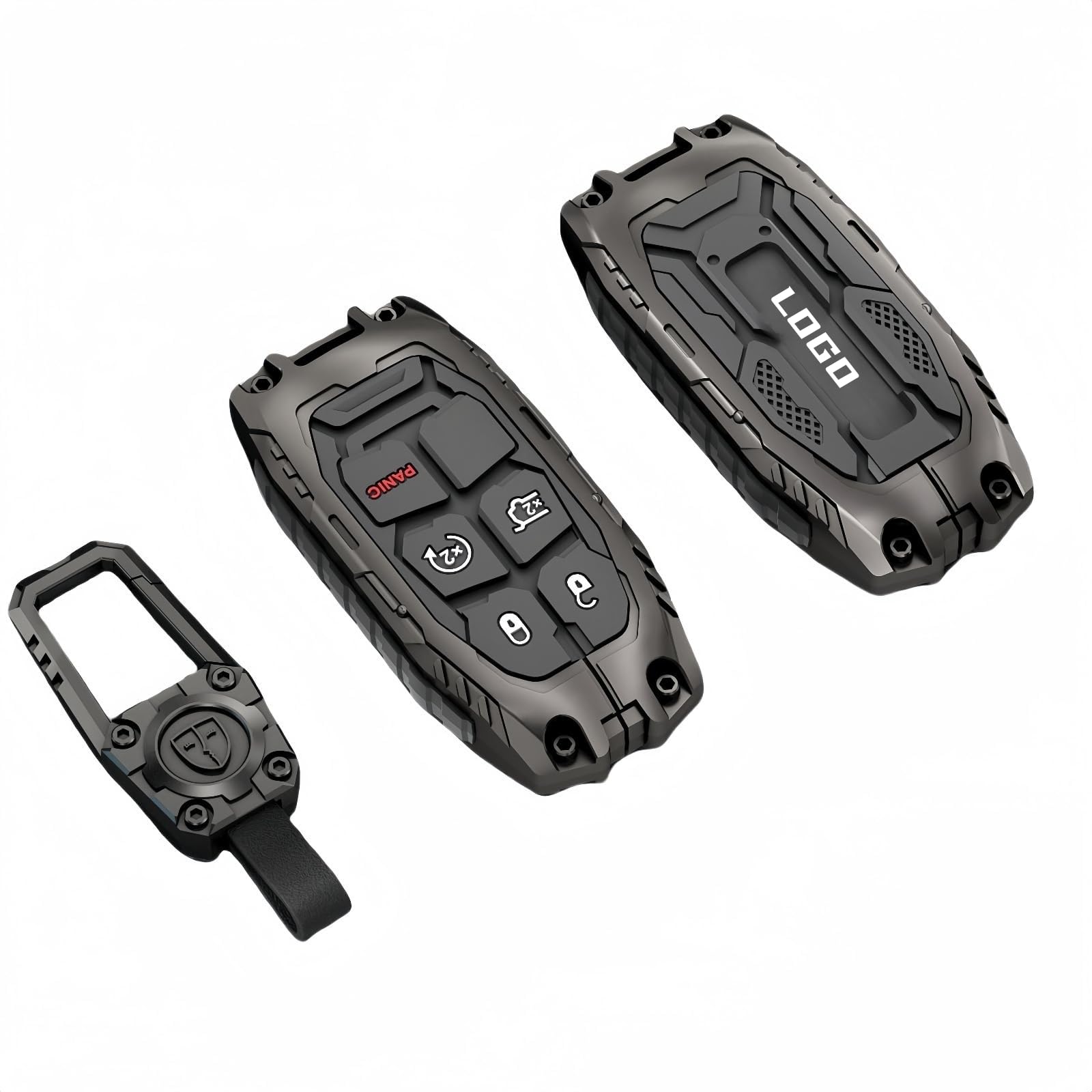 Heavy Zinc Alloy Key fob Cover, Keychain, Key Case, Accessories Compatible with Jeep Grand Cherokee Renegade Dodge Durango Chall