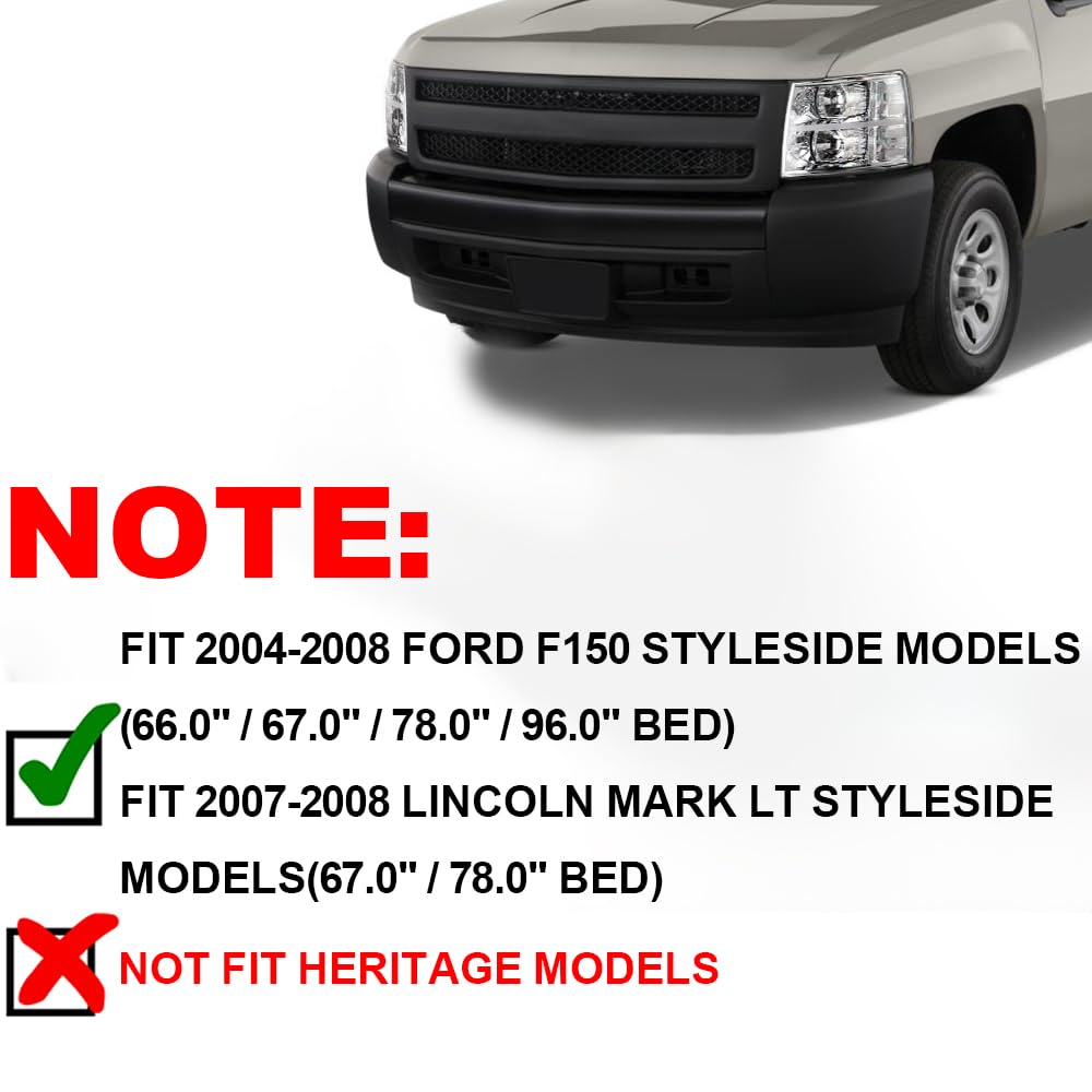 G-Plus Fender Flares Compatible With 2004-2008 Ford F150 66.0 ''/67.0 ''/78.0 ''/96.0 '' Bed Length(Not Fit Heritage Models), Fi