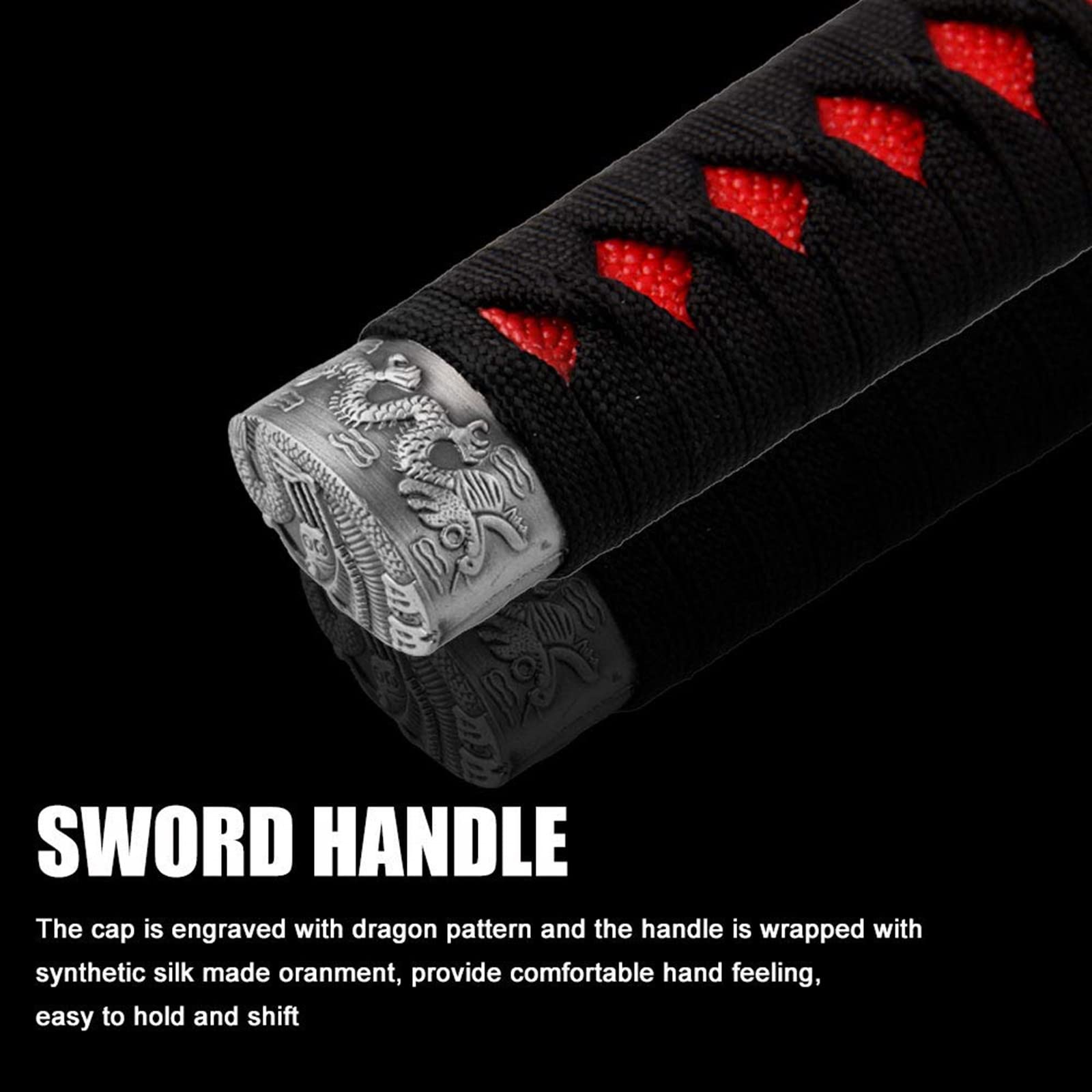 RYANSTAR Katana Shift Knob - Samurai Sword Gear Shifter, Black+Red, Wood Metal Silk, Model SK095, with 4 Adapters for Manual/Automatic Cars