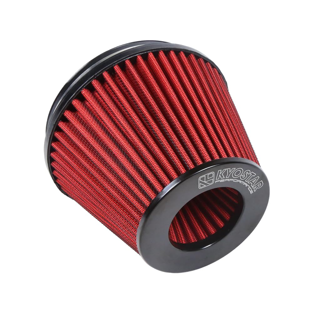 Kyostar 6" High-Flow Reusable Air Filter, Alloy Steel, Red - Model KD2047RD, Cone Cold Air Intake for High Performance