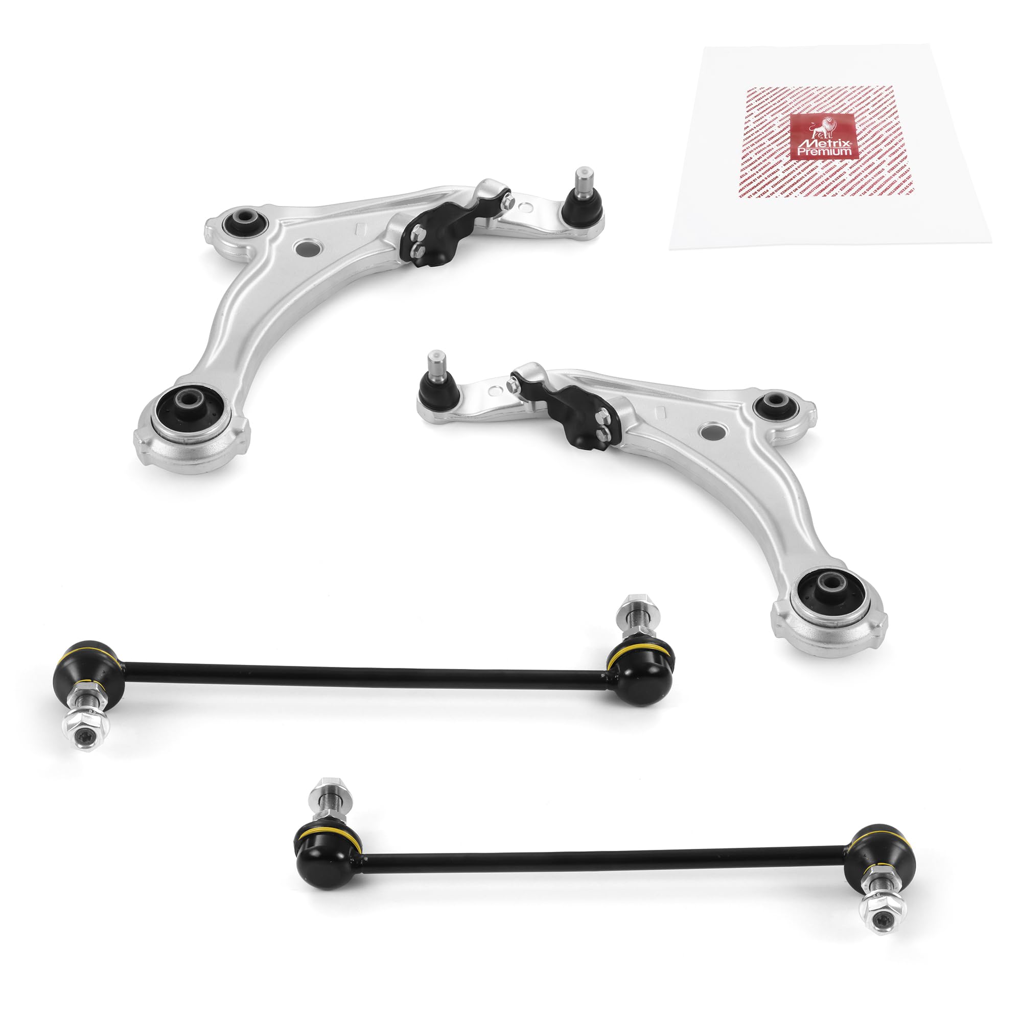 Metrix Premium Chassis Parts - 4 Pc Front Lower Control Arm & Front Sway Bar Stabilizer End Link Kit Fits 15 Nissan Maxima (Mexi