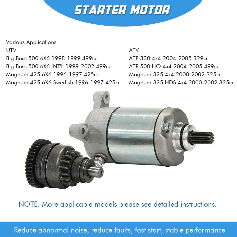 Starter Motor and Drive Combo Kit Replacement for Polaris 3090188 3084981 57-2688 Sportsmen Sportsman Ranger Magnum Trail Blazer