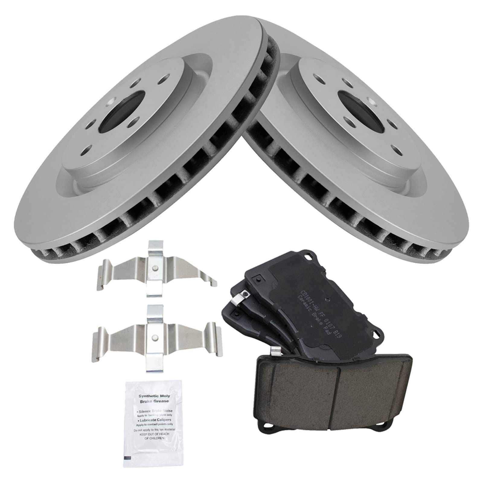 Trq Front Brake Pad & Rotor Kit Brake Pads Brake Rotor Ceramic Premium G-Coated Compatible With 2012-2013 Buick Regal 2009 Ponti