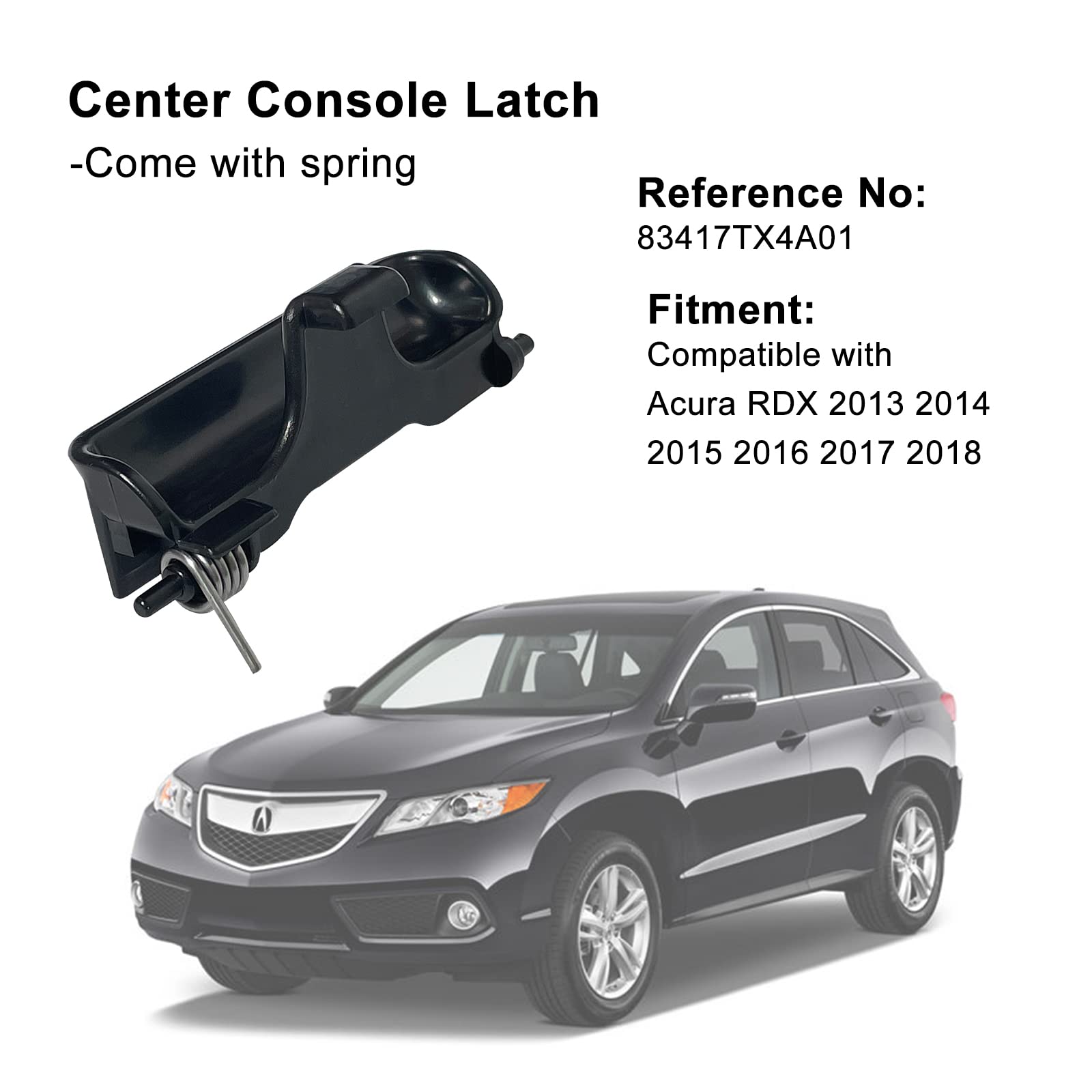 artapek Center Console Latch for Acura RDX 2013-2018, Black, Durable ABS with Two Springs