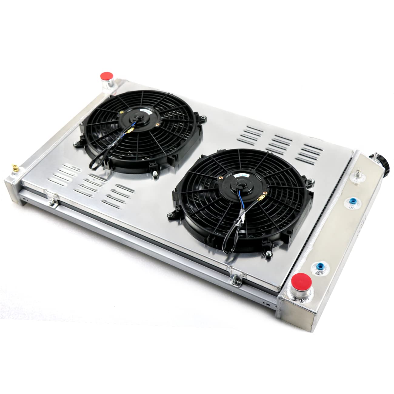 Primecooling 56Mm 3 Row Core Aluminum Radiator +2X12'' Fan +Shroud For Chevrolet Gmc C/K Series Pickup & Trucks 1973-91