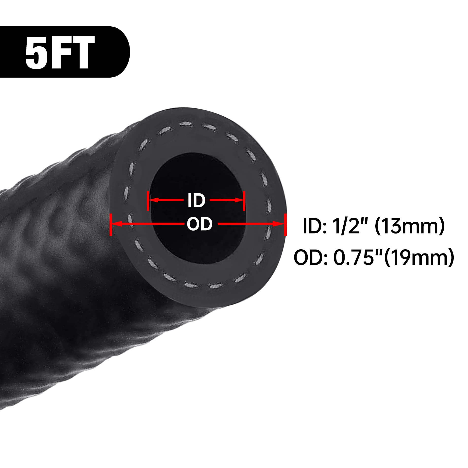 Evil Energy 1/2 Fuel Hose Line Push Lock Nbr Rubber Sae 30R7 5Ft 300Psi