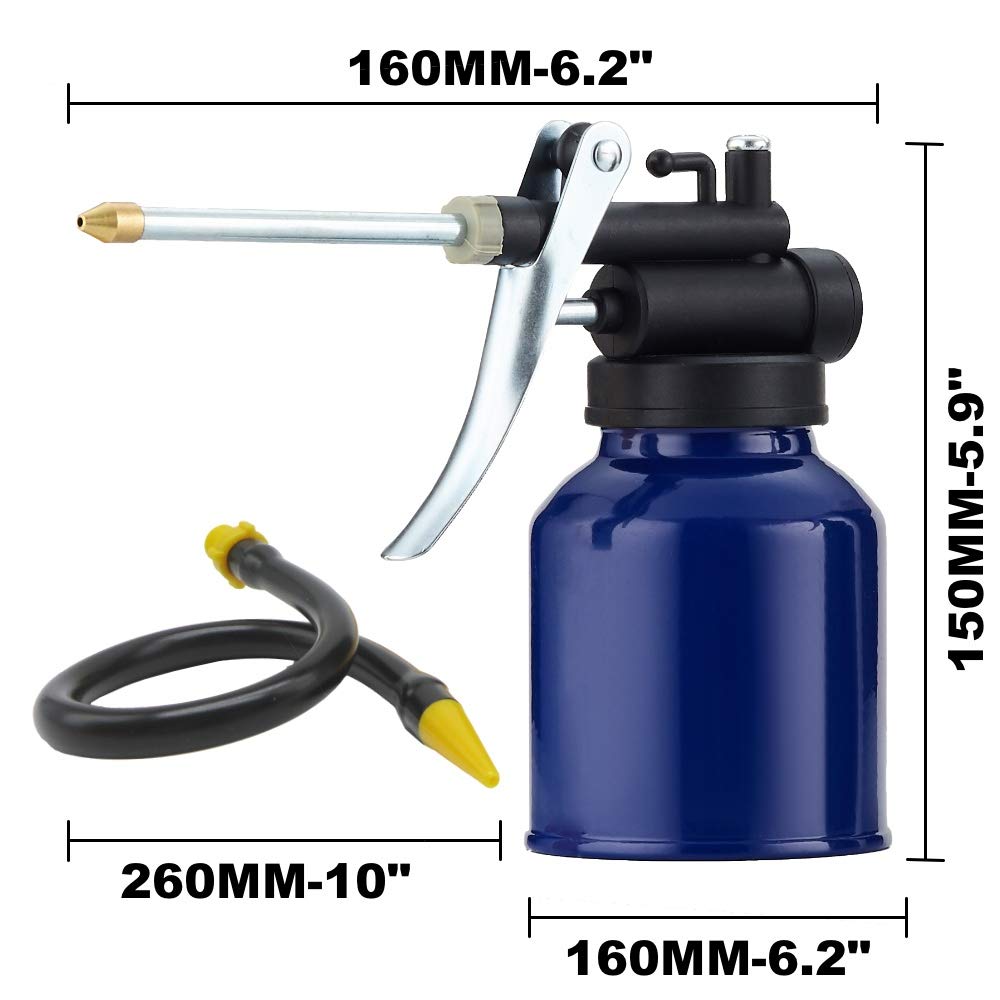Usunrise Oil Can Pump Heavy Duty Pistol Type Oiler With Metl & Flexible Spout (Blue)