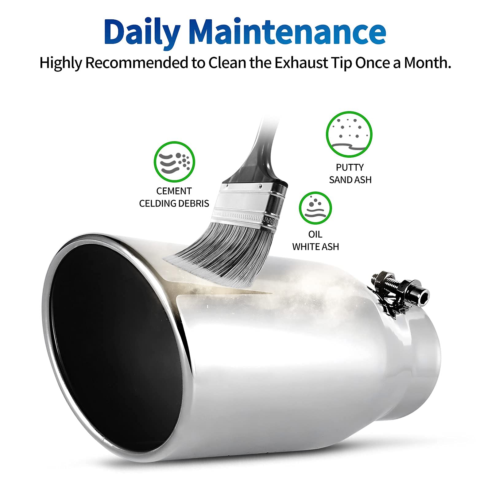 AUTOSAVER88 3.5" Inlet Black Exhaust Tip, 5" Outlet, 12" Length, Stainless Steel, Chrome-Plated Finish, Model HAAU2EuiP