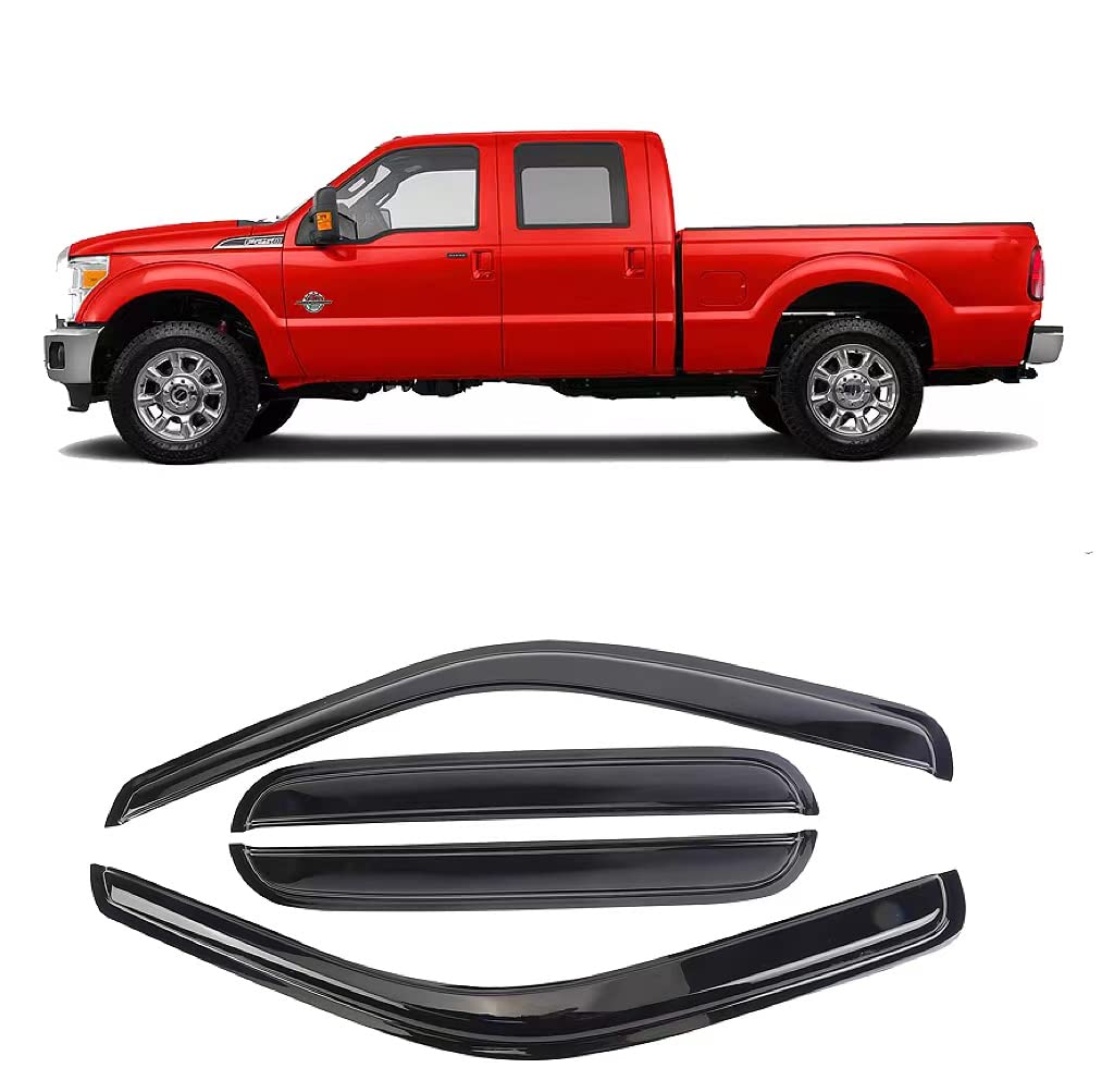 DYRDINSHOW for 1999-2016 Fo-rd F-250 F-350 F-450 F-550 Super Duty SuperCab Crew Cab Smoke Vent Window Door Visor Rain Guards