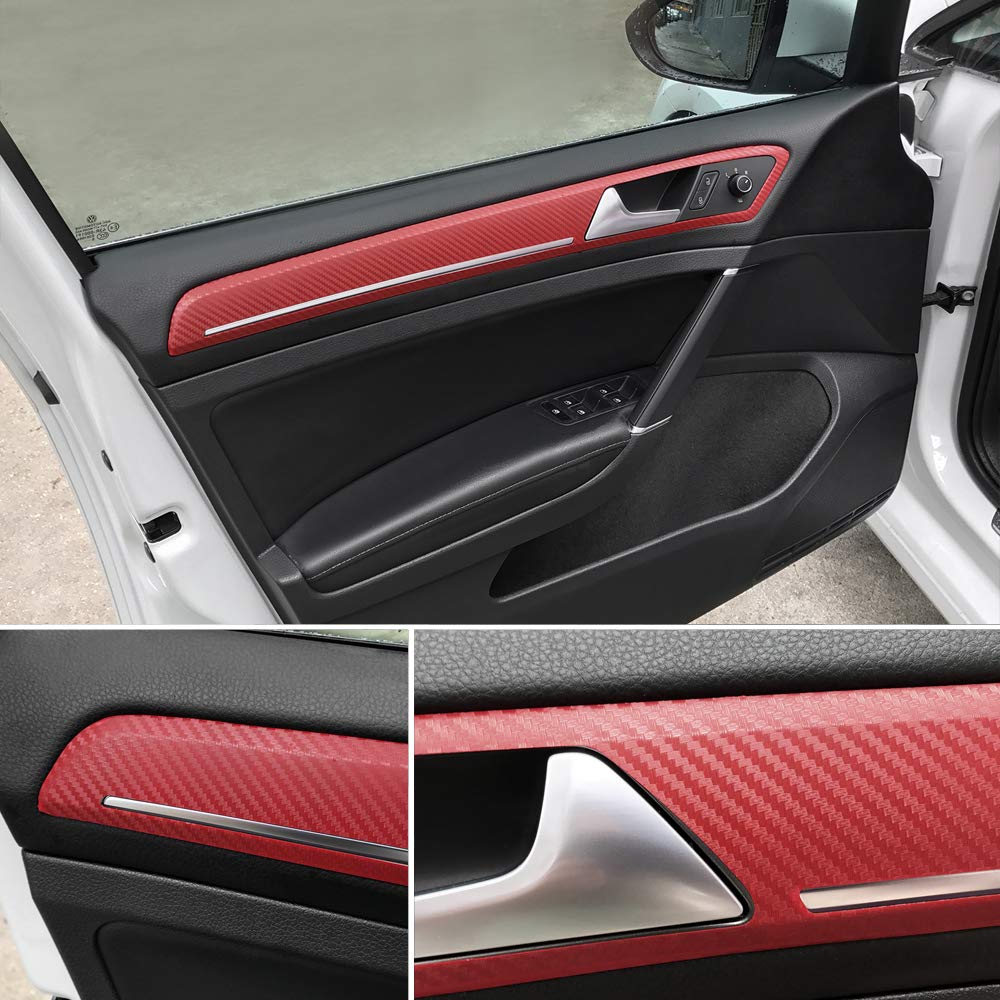 Lzlrun 3D Red Carbon Fiber Vinyl Wrap - Outdoor Rated For Automotive Use - 1.5Ft X 5Ft Knife + Hand Tool