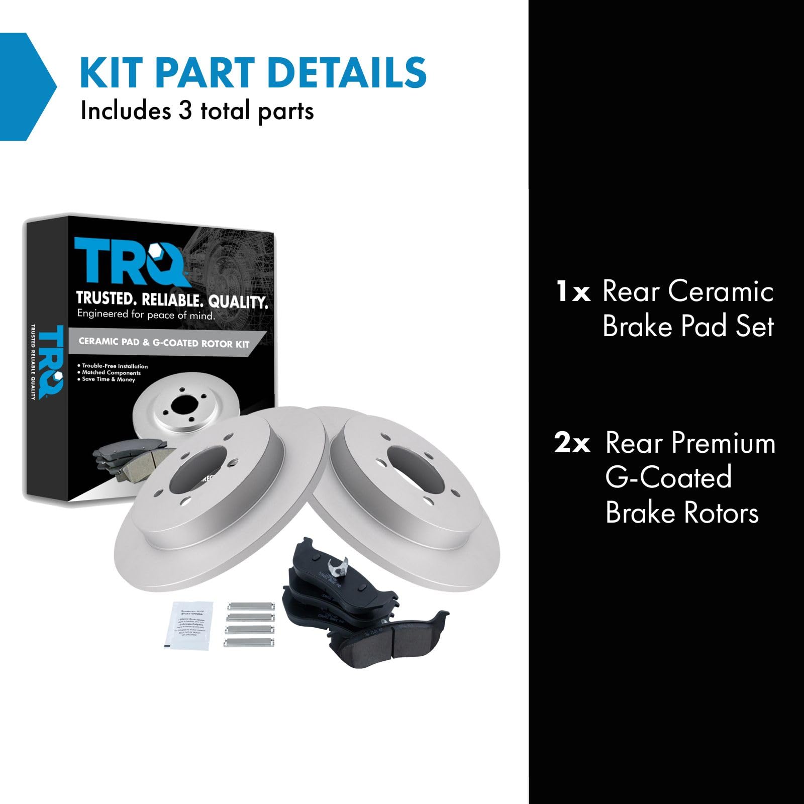 Trq Rear Brake Pad & Rotor Kit Brake Pads Brake Rotor Ceramic Premium G-Coated Compatible With 2002-2005 Ford Explorer Mercury M