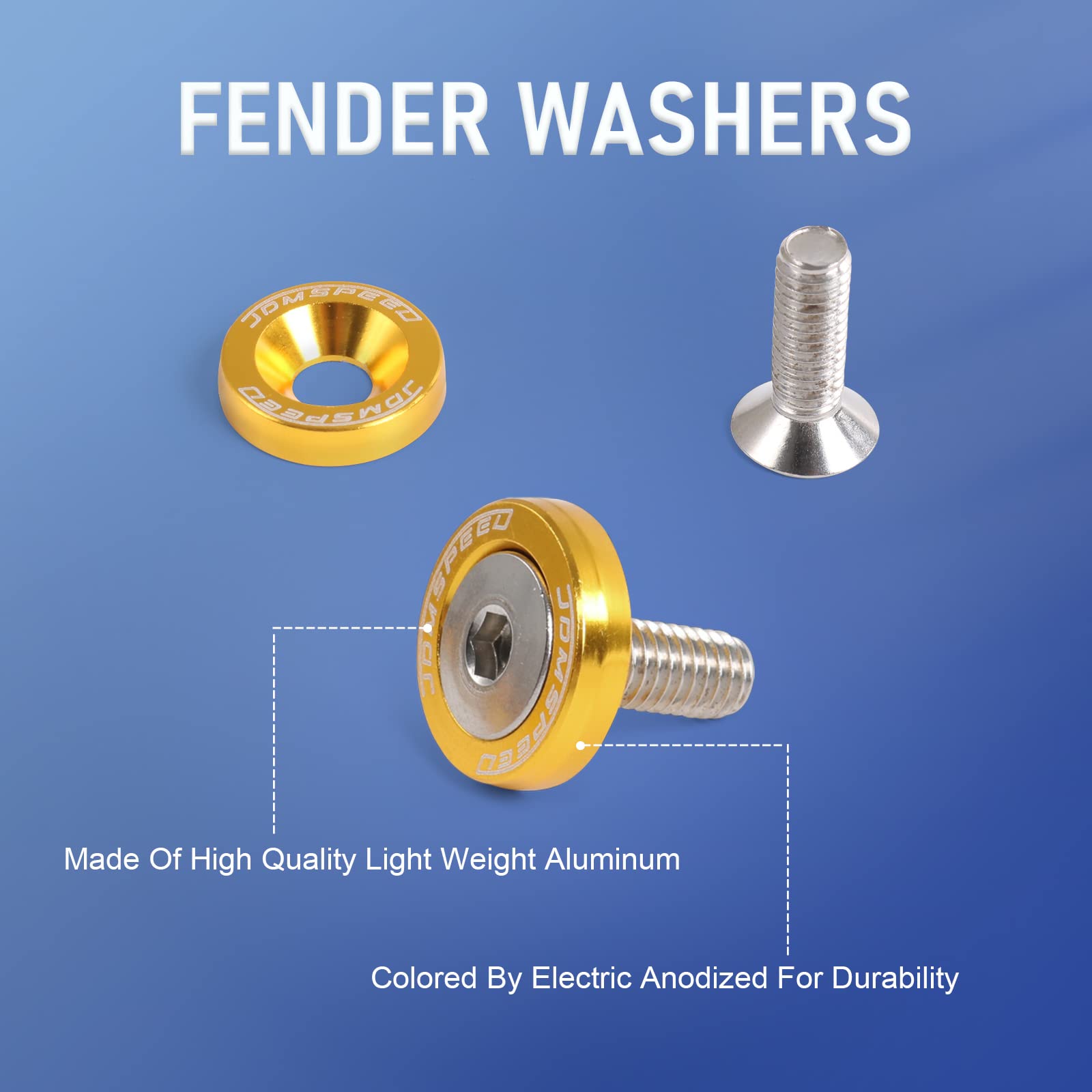 Jdmspeed 20 Pcs Gold Cnc Billet Aluminum Fender Washer Engine Bay Dress Up Kit