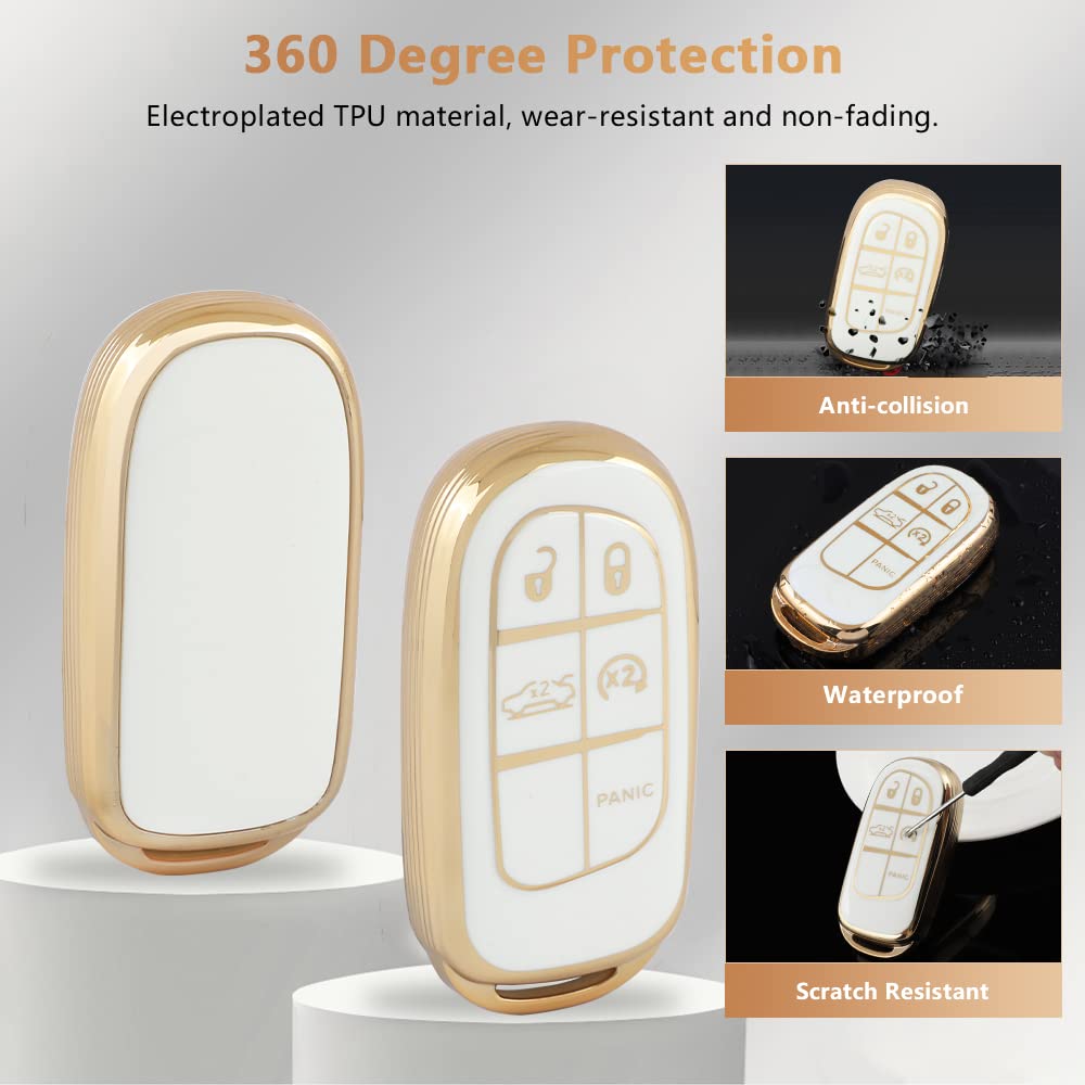 Pifoog For Jeep Key Fob Cover Compass Grand Cherokee Renegade Accessories White Gold Soft Tpu Car Keys Shell Case Full Covers 5