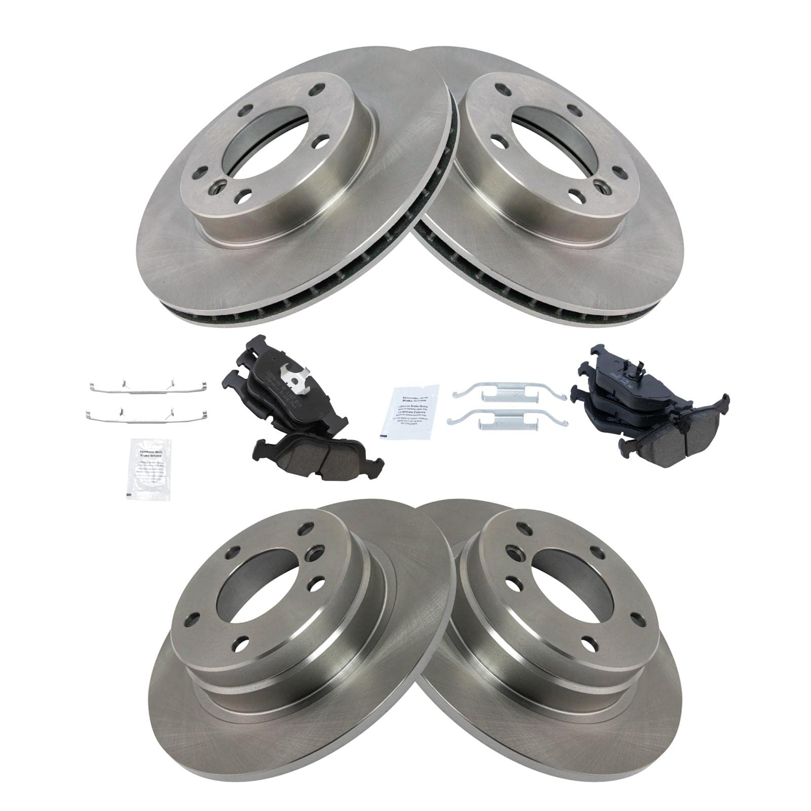 Trq Front And Rear Brake Pad & Rotor Kit Brake Pads Brake Rotor Ceramic Compatible With 1993-1998 Bmw 318I 1993-1997 318Is 1992-